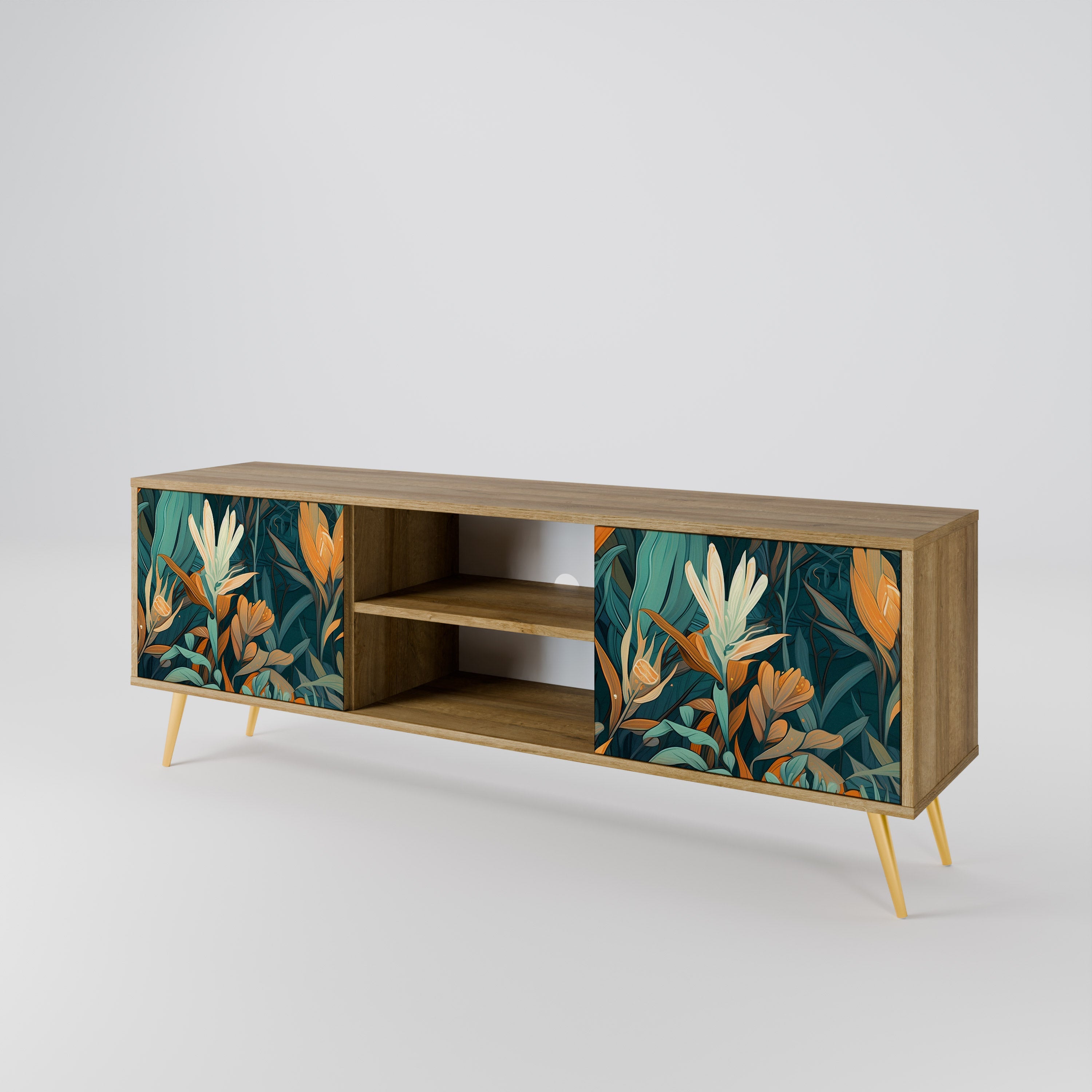 FLORAL SERENITY 2-türiger TV-Ständer in Eichenoptik