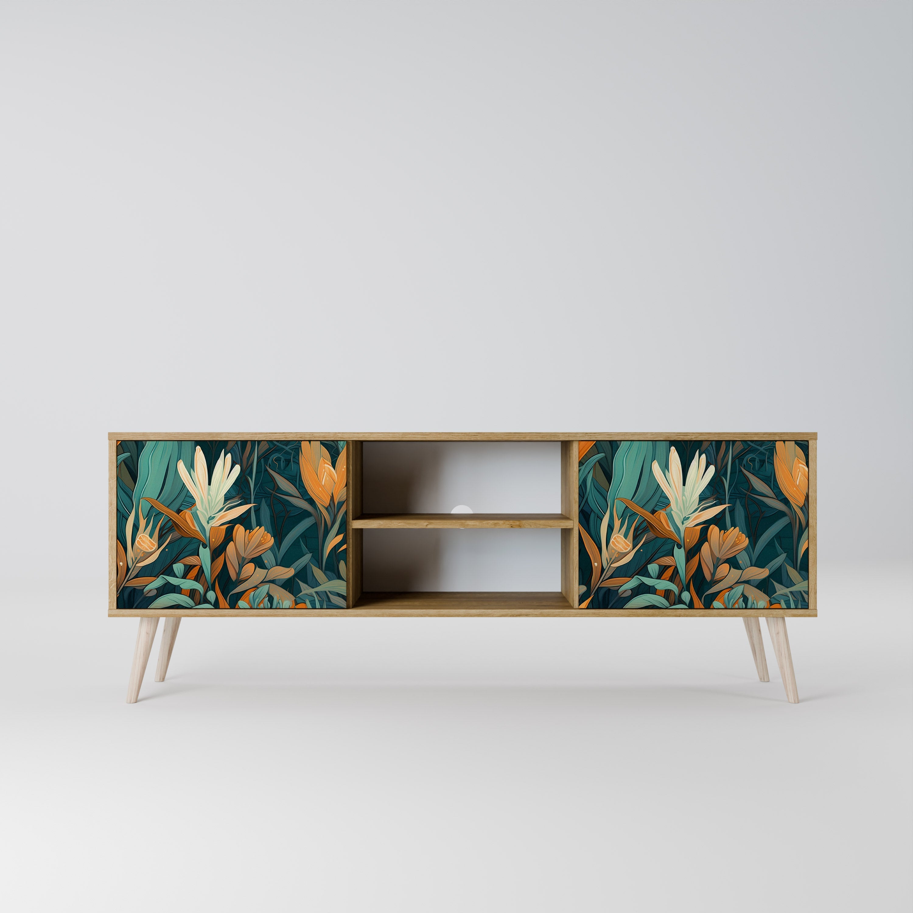 FLORAL SERENITY 2-türiger TV-Ständer in Eichenoptik