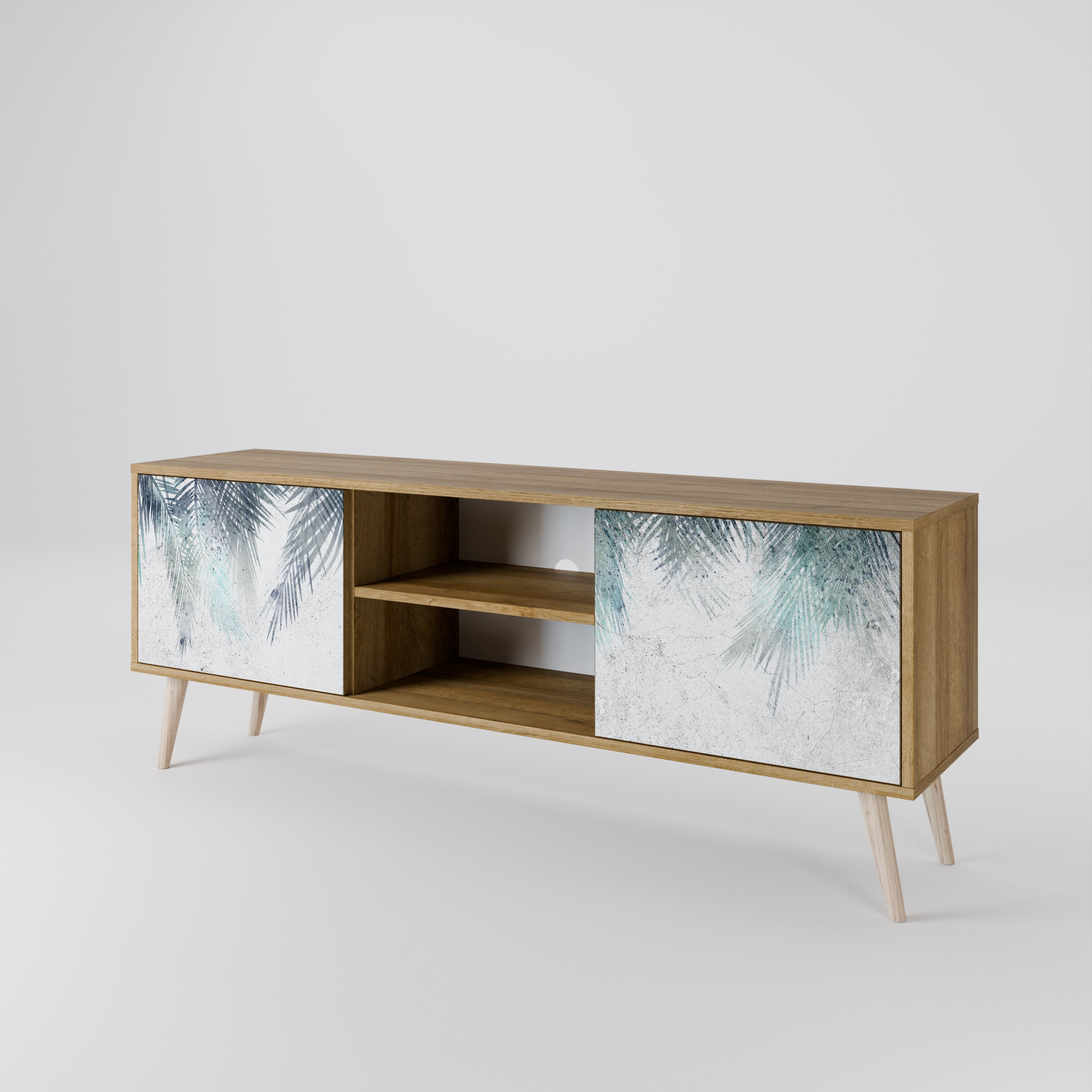 PALM VEIL 2-türiger TV-Ständer in Eichenoptik