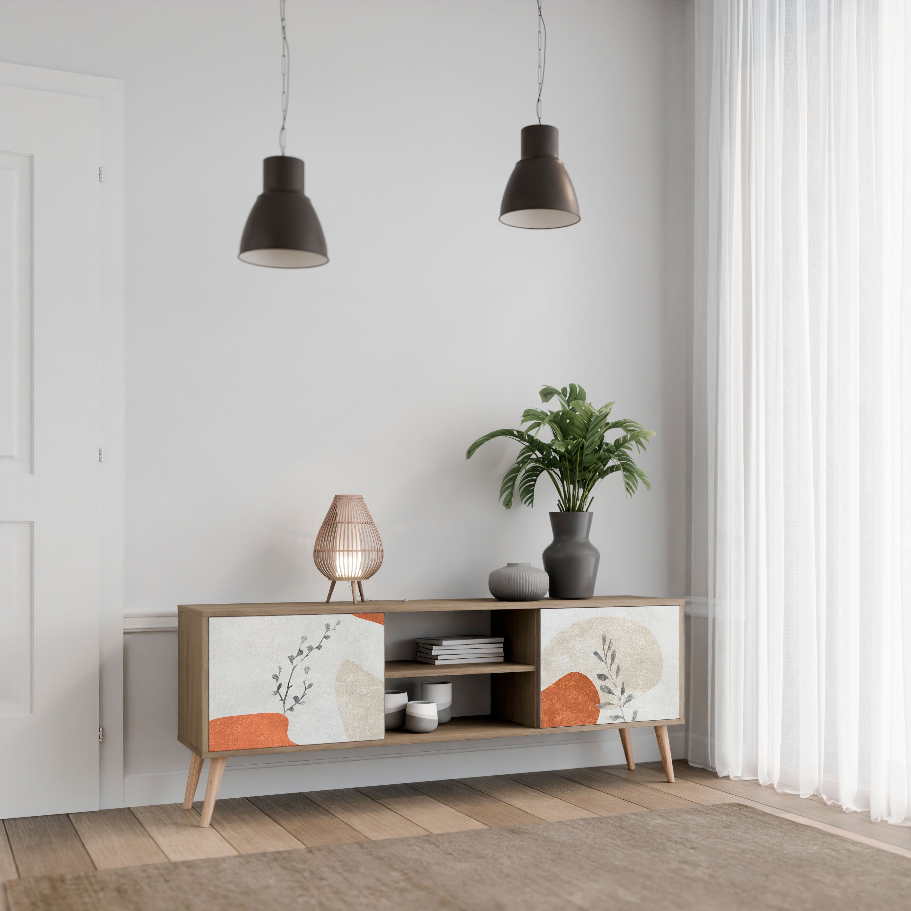TRANQUIL TWIG 2-türiger TV-Ständer in Eichenoptik