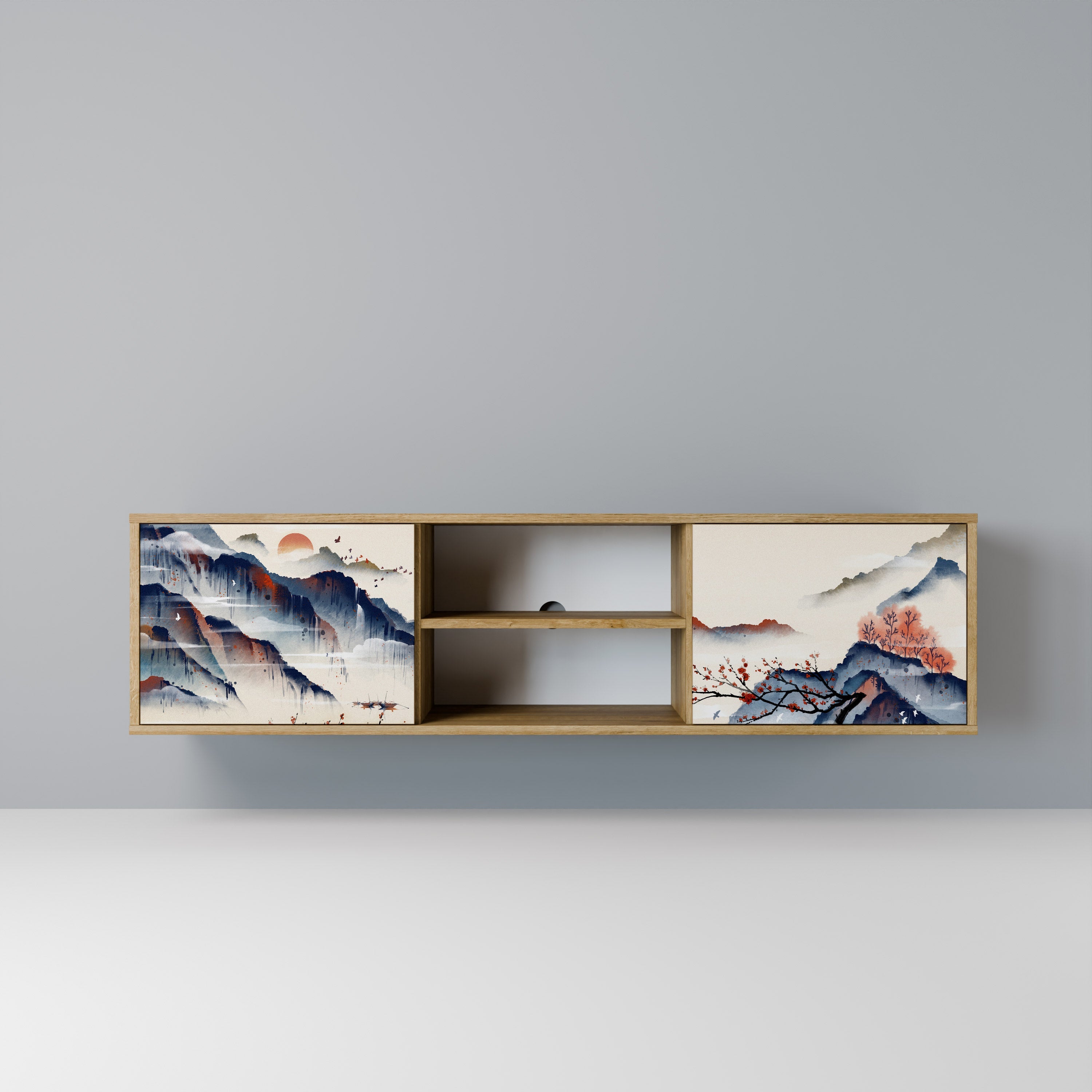 JAPANESE LANDSCAPE 2-türiger TV-Ständer in Eichenoptik