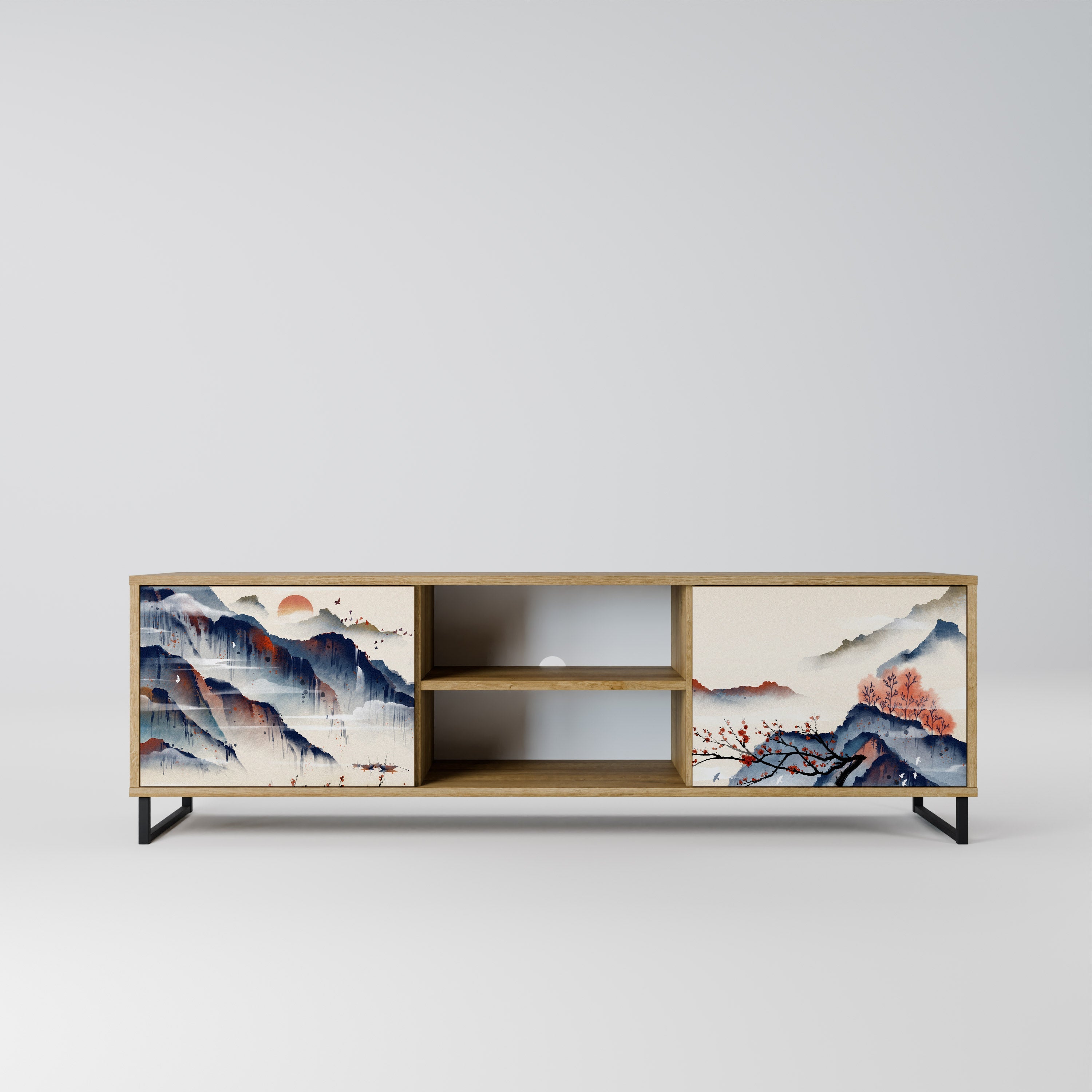 JAPANESE LANDSCAPE 2-türiger TV-Ständer in Eichenoptik