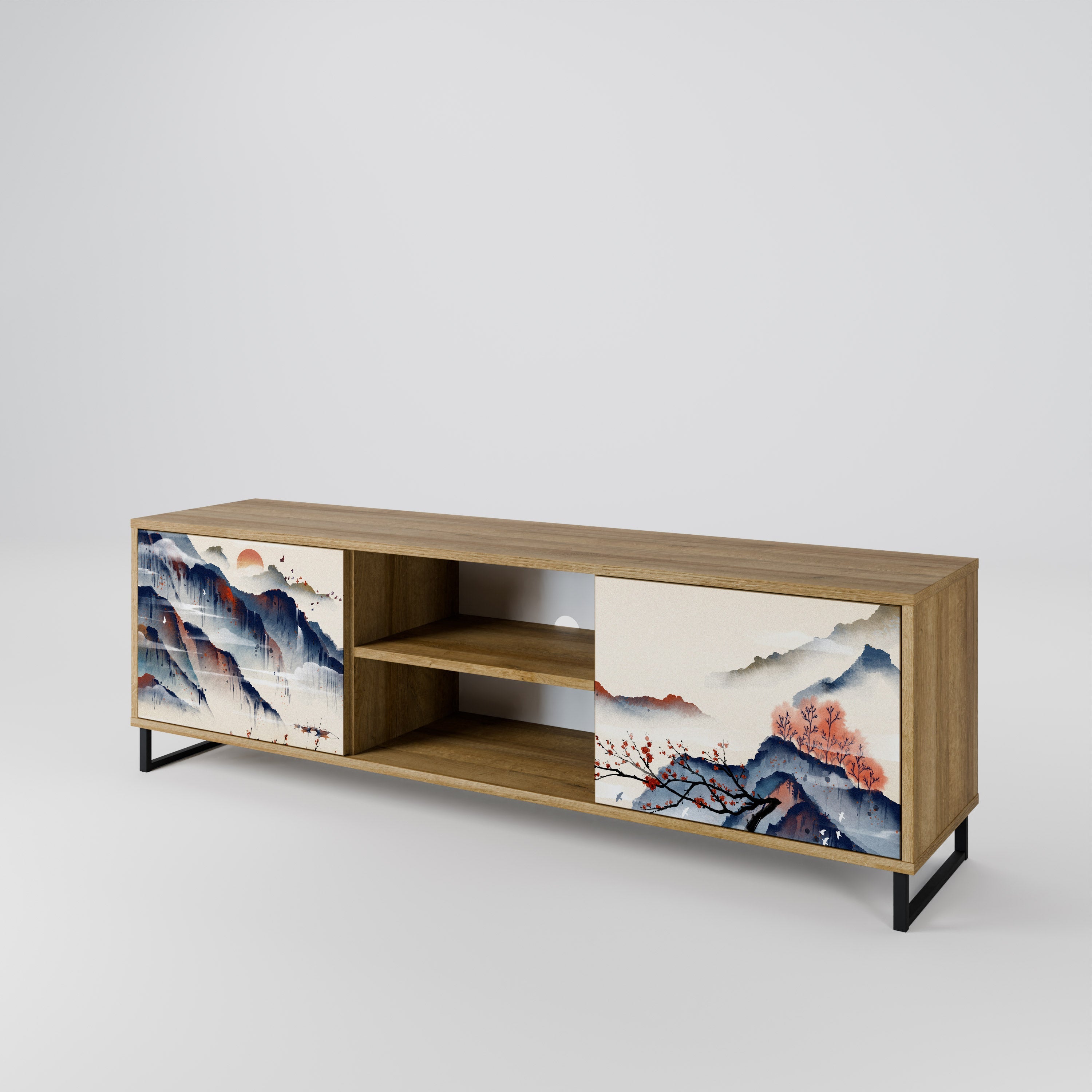 JAPANESE LANDSCAPE 2-türiger TV-Ständer in Eichenoptik