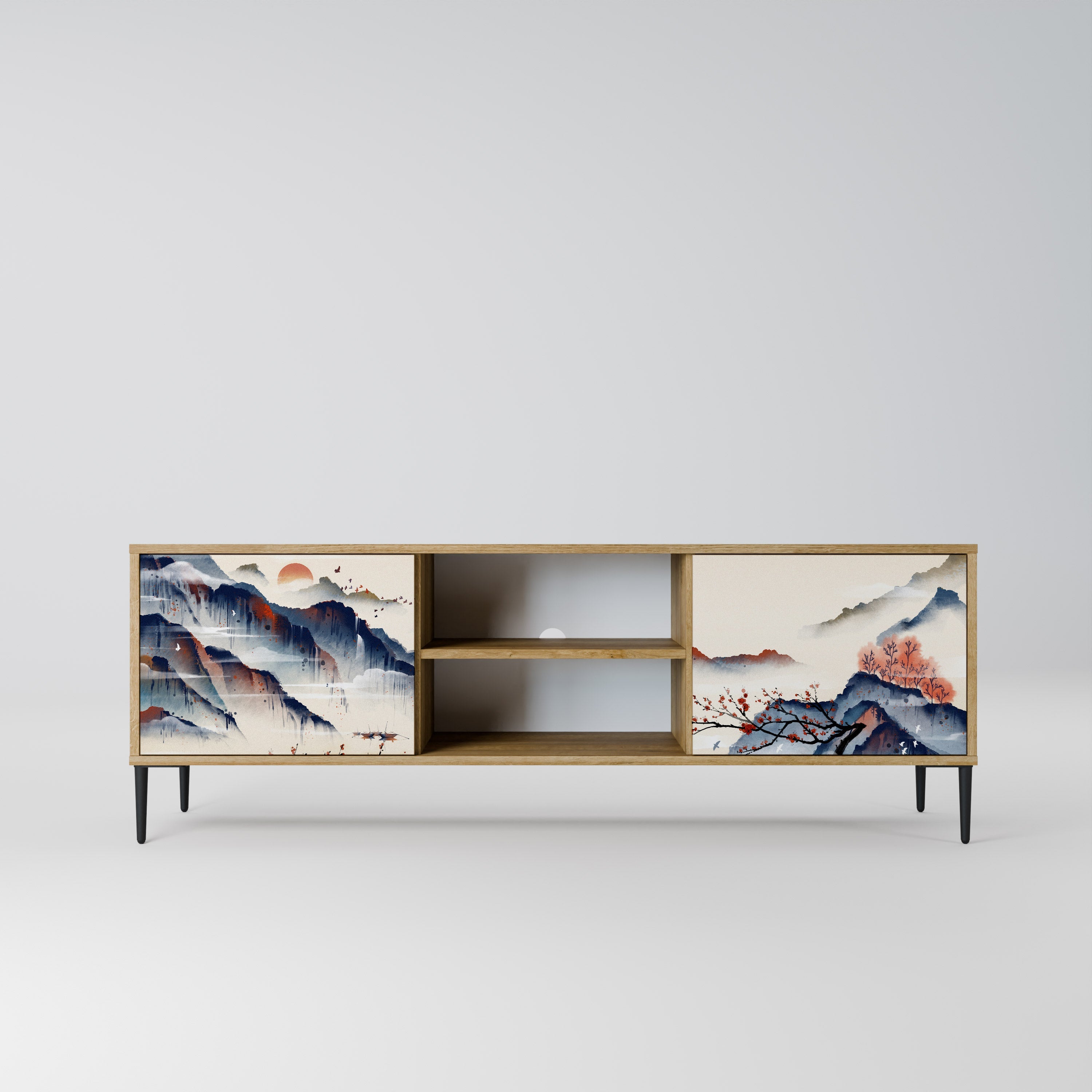 JAPANESE LANDSCAPE 2-türiger TV-Ständer in Eichenoptik