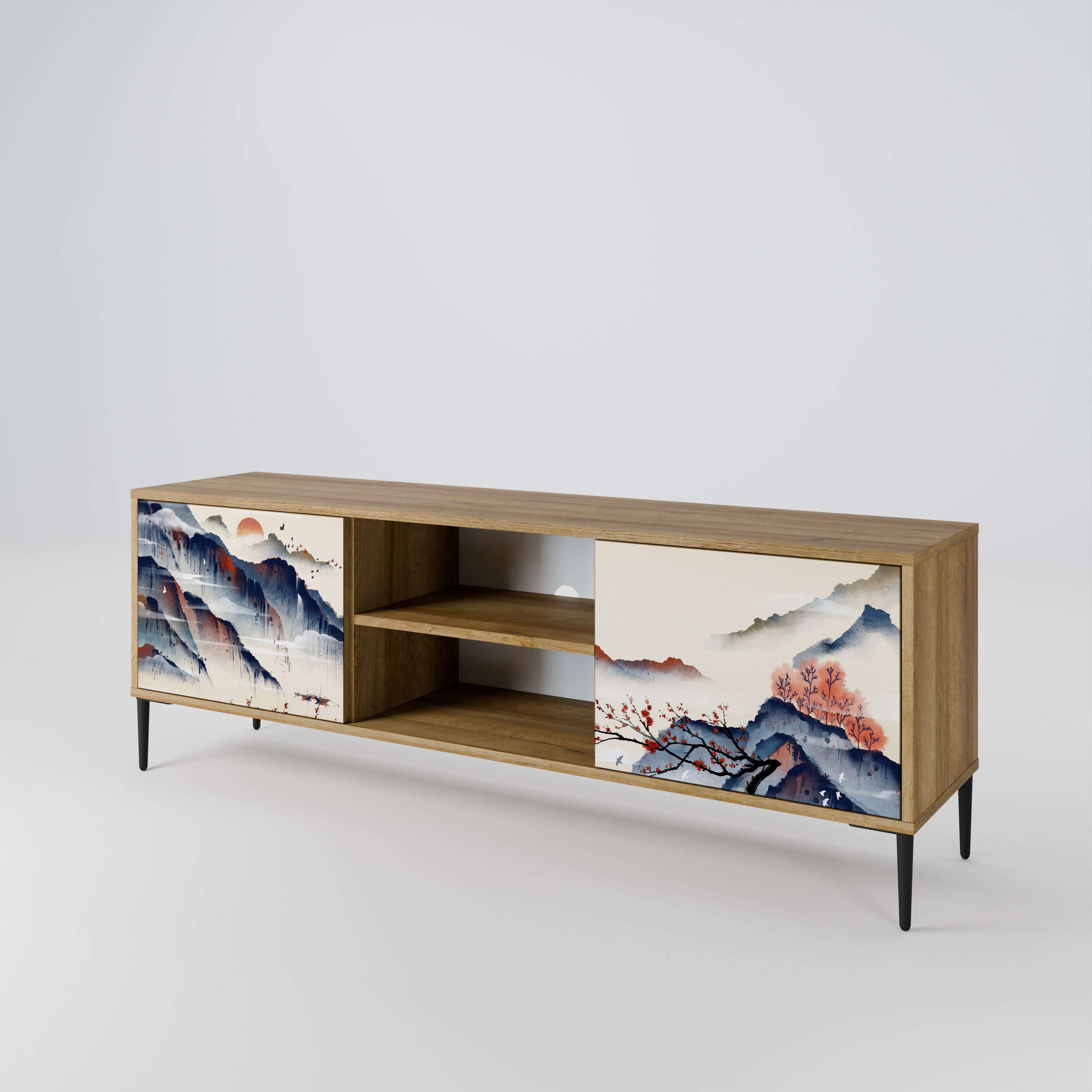 JAPANESE LANDSCAPE 2-türiger TV-Ständer in Eichenoptik