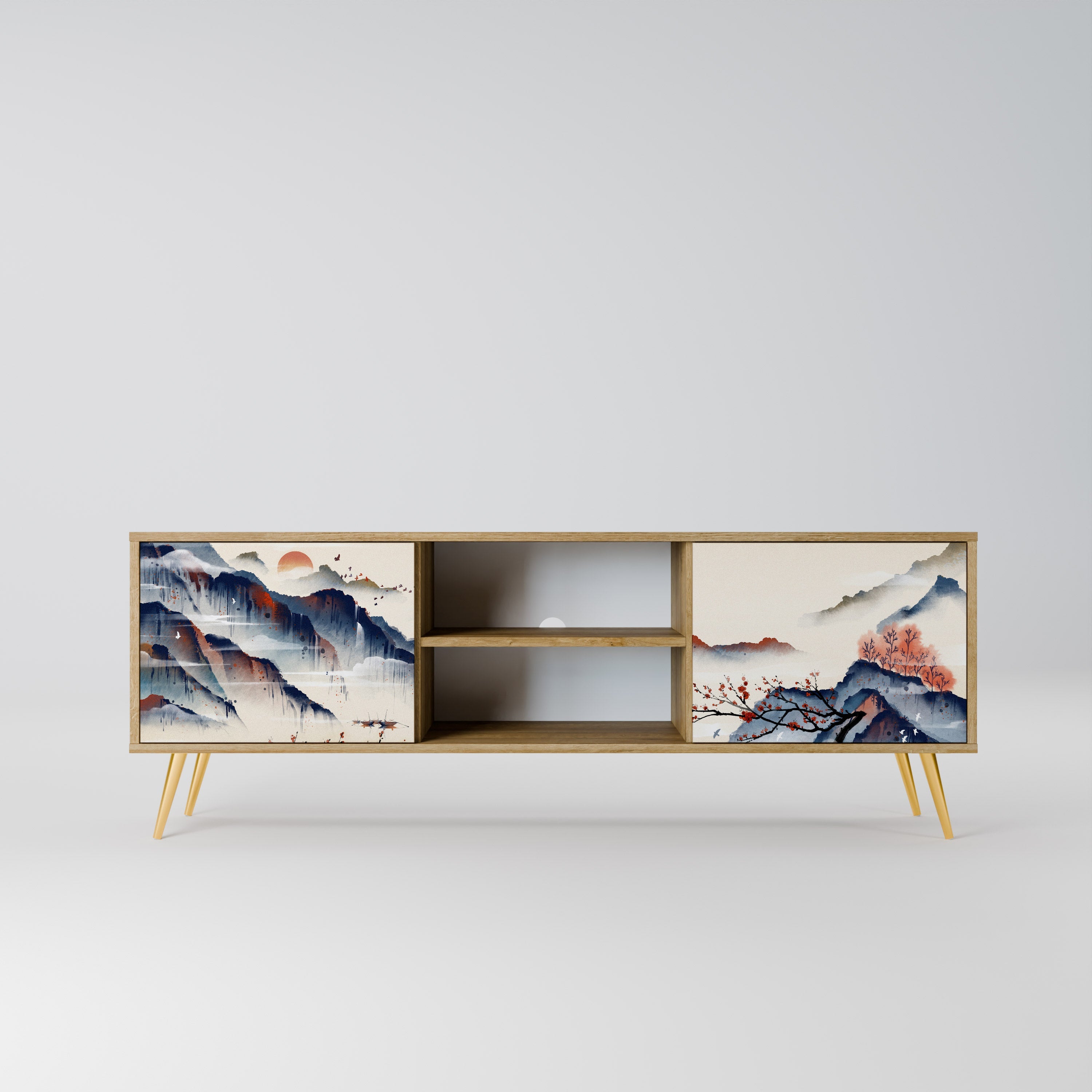 JAPANESE LANDSCAPE 2-türiger TV-Ständer in Eichenoptik
