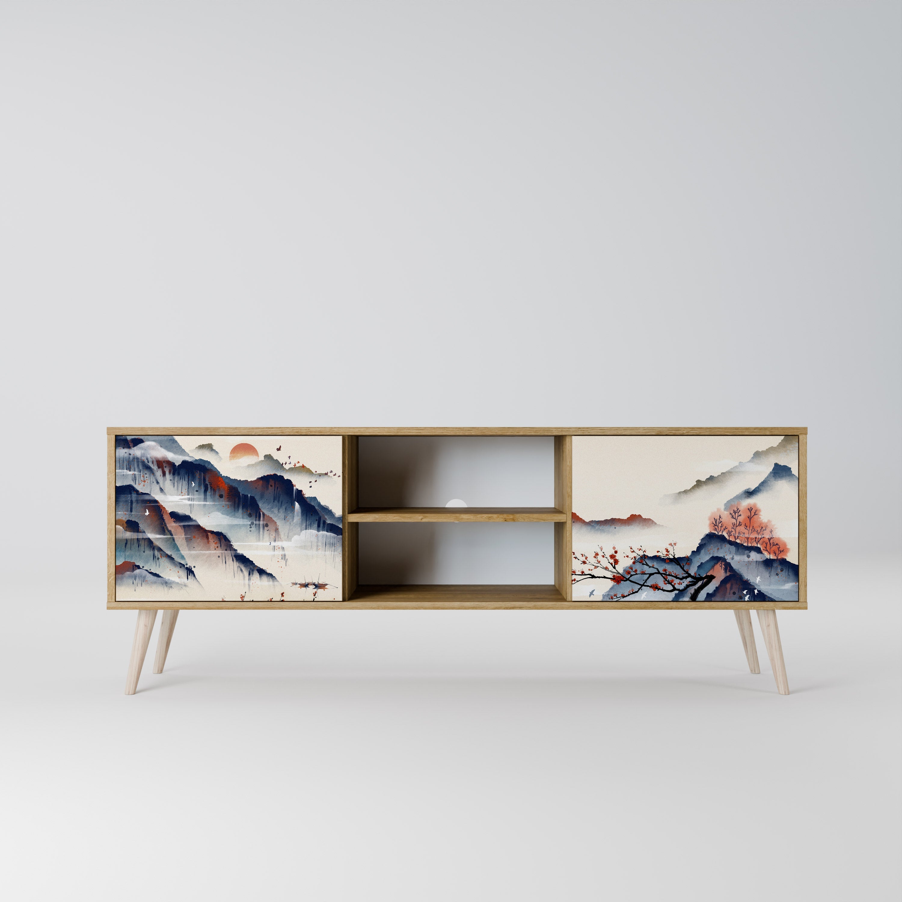 JAPANESE LANDSCAPE 2-türiger TV-Ständer in Eichenoptik