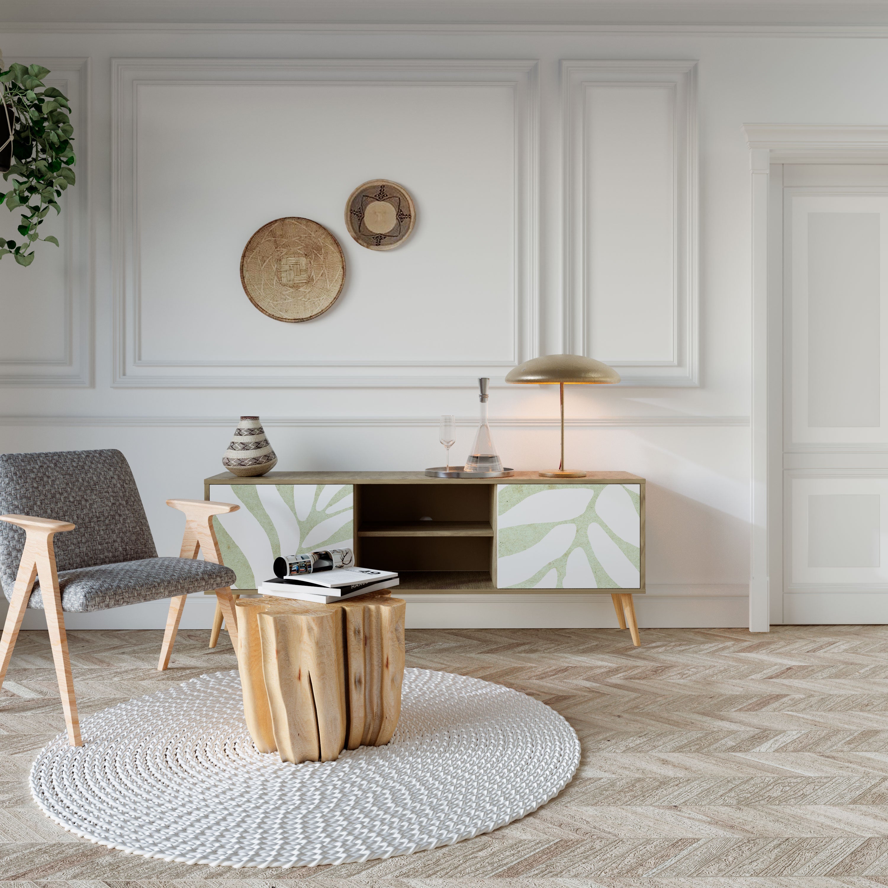 BOTANICAL SPARK 2-türiger TV-Ständer in Eichenoptik