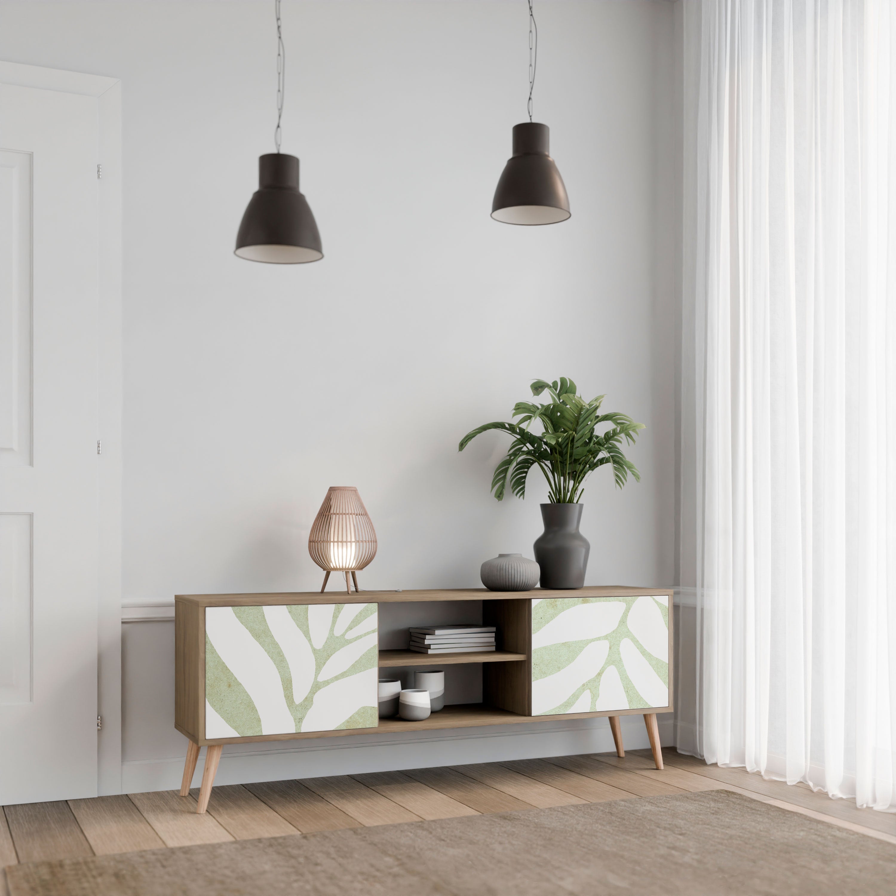 BOTANICAL SPARK 2-türiger TV-Ständer in Eichenoptik