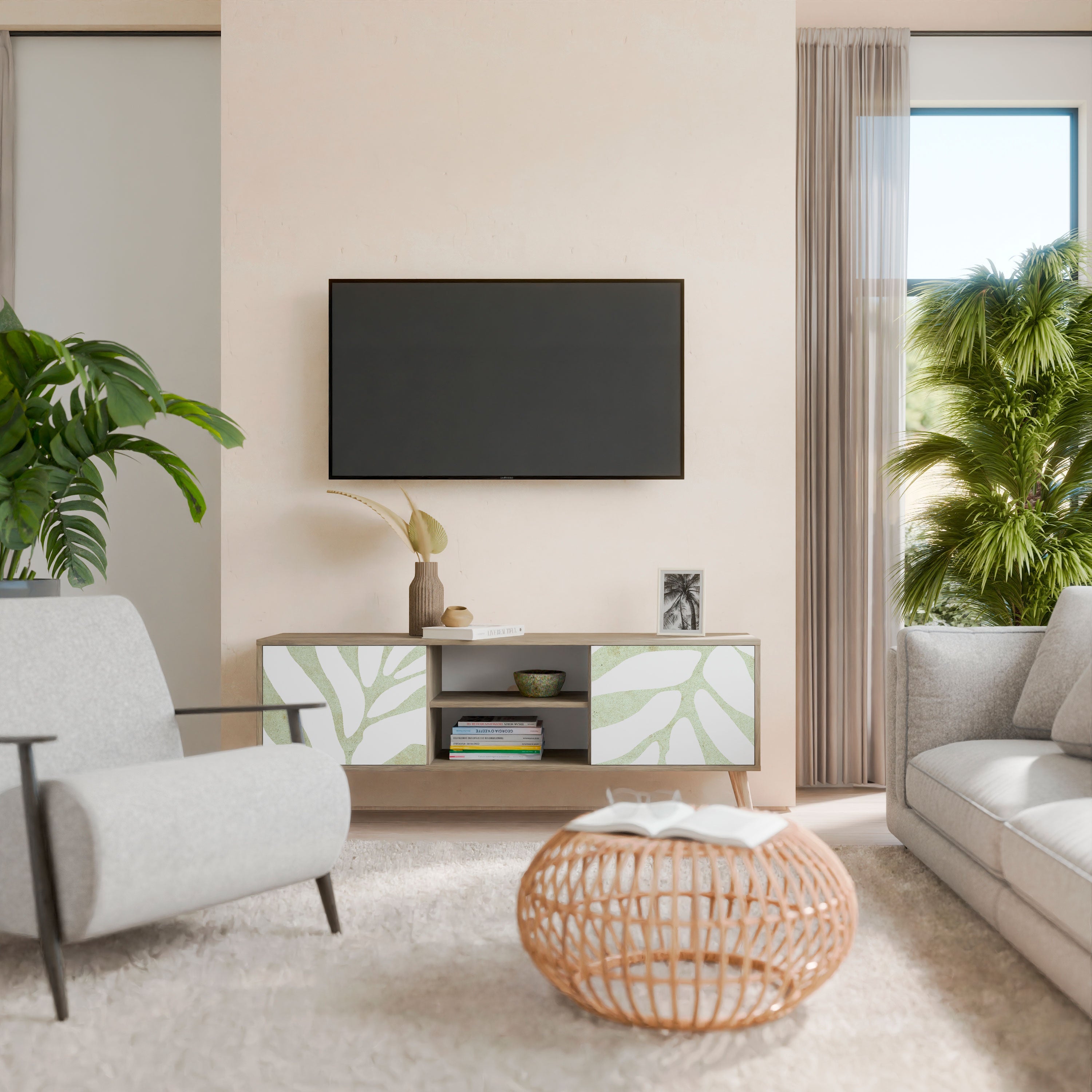 BOTANICAL SPARK 2-türiger TV-Ständer in Eichenoptik