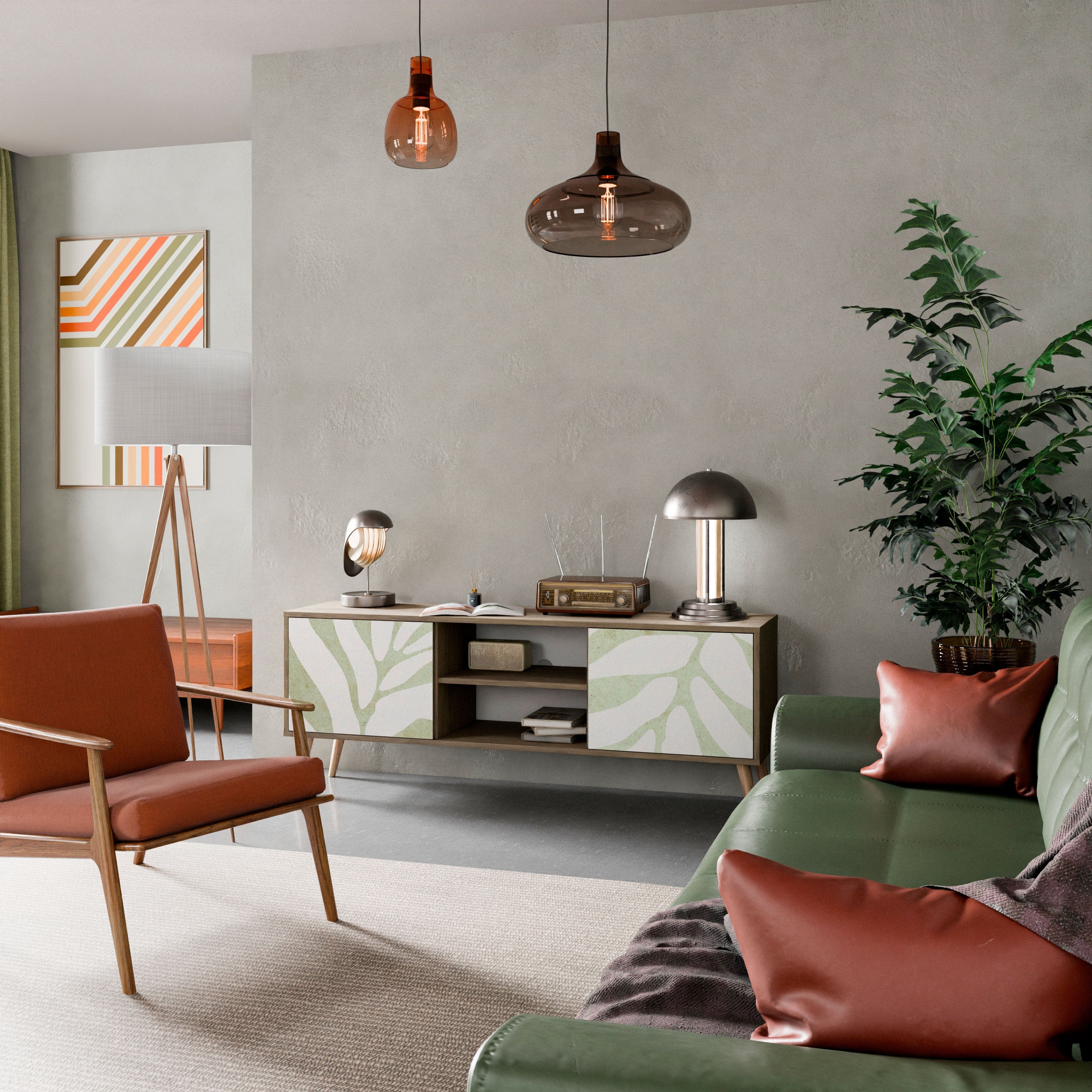 BOTANICAL SPARK 2-türiger TV-Ständer in Eichenoptik