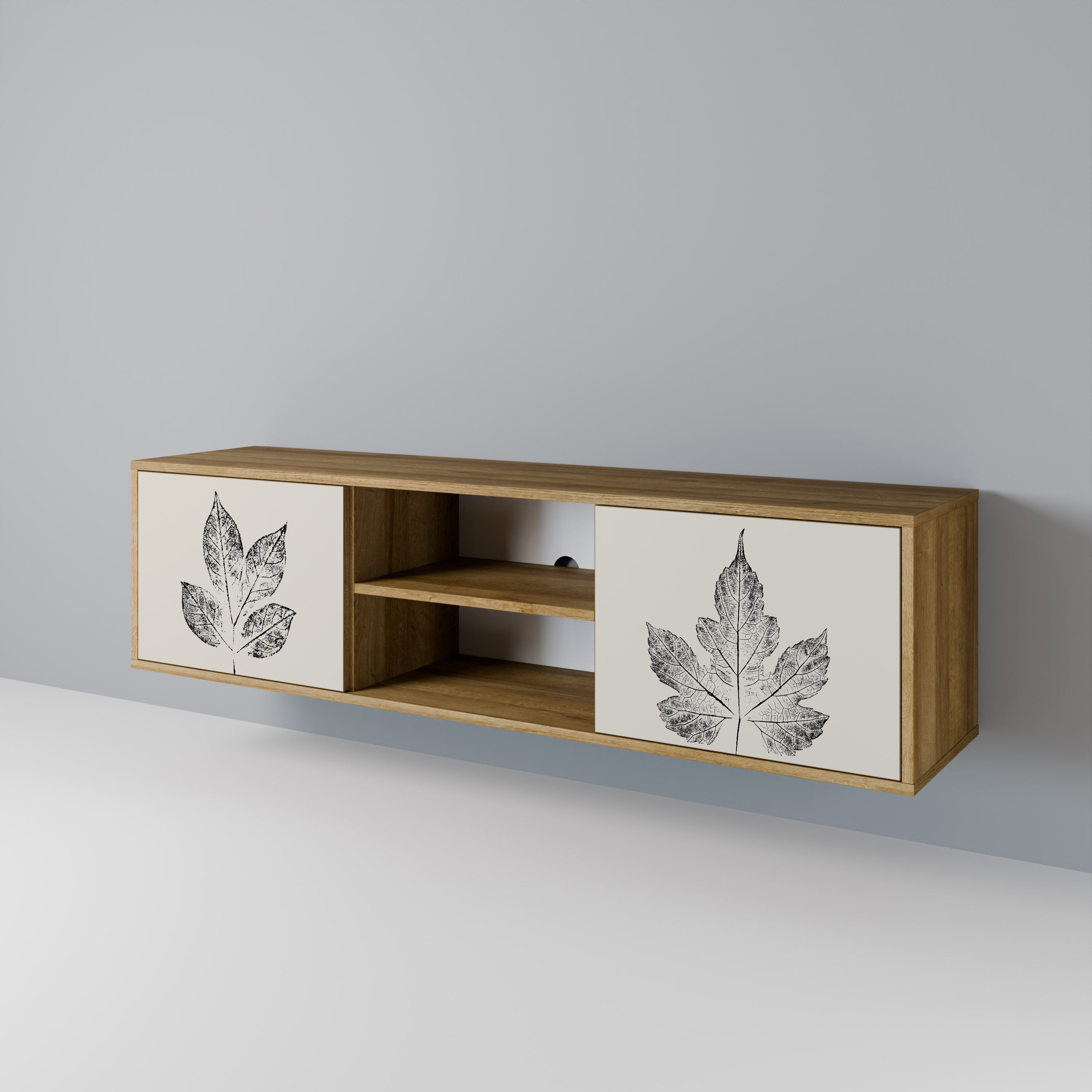 LEAFY STAMPS 2-türiger TV-Ständer in Eichenoptik
