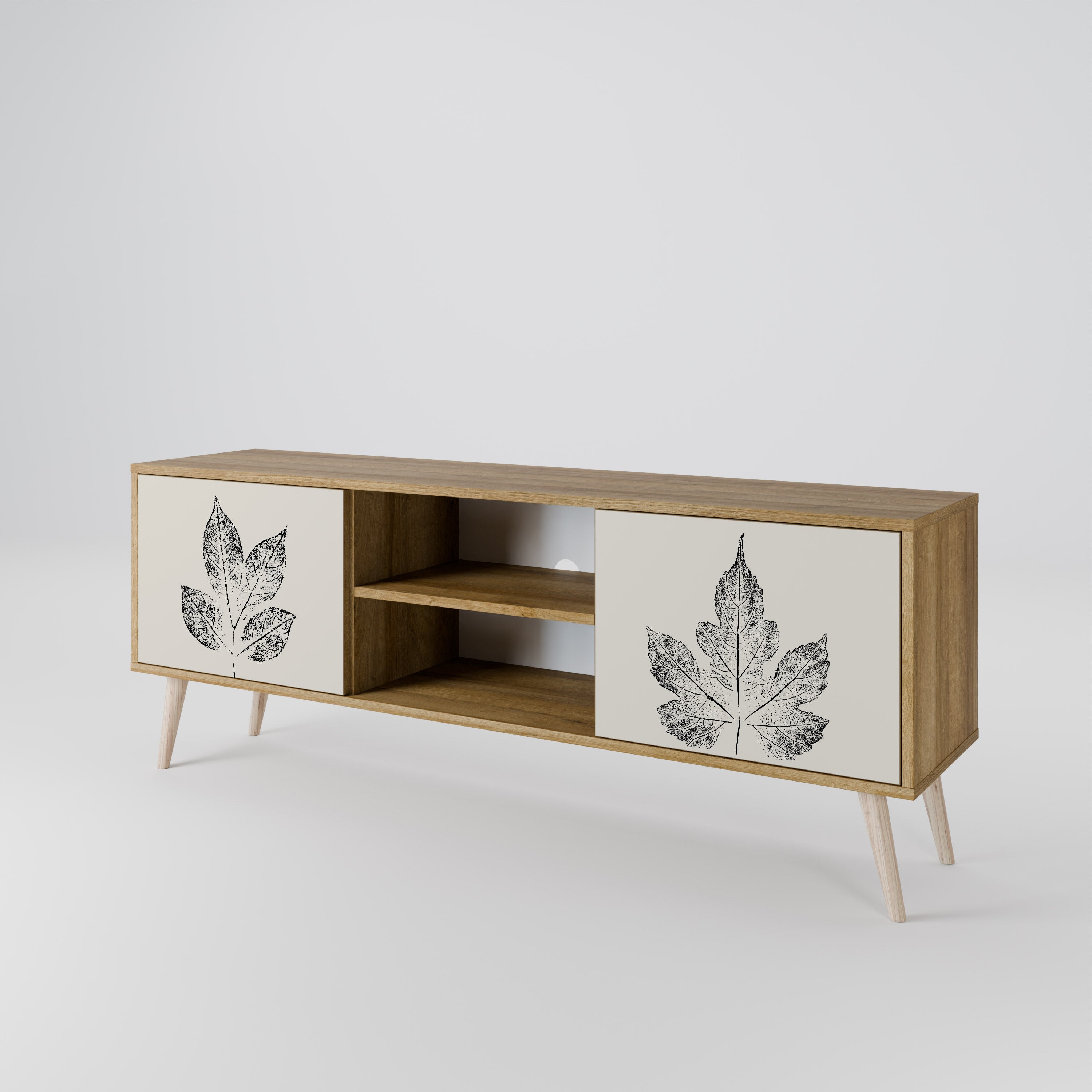 LEAFY STAMPS 2-türiger TV-Ständer in Eichenoptik