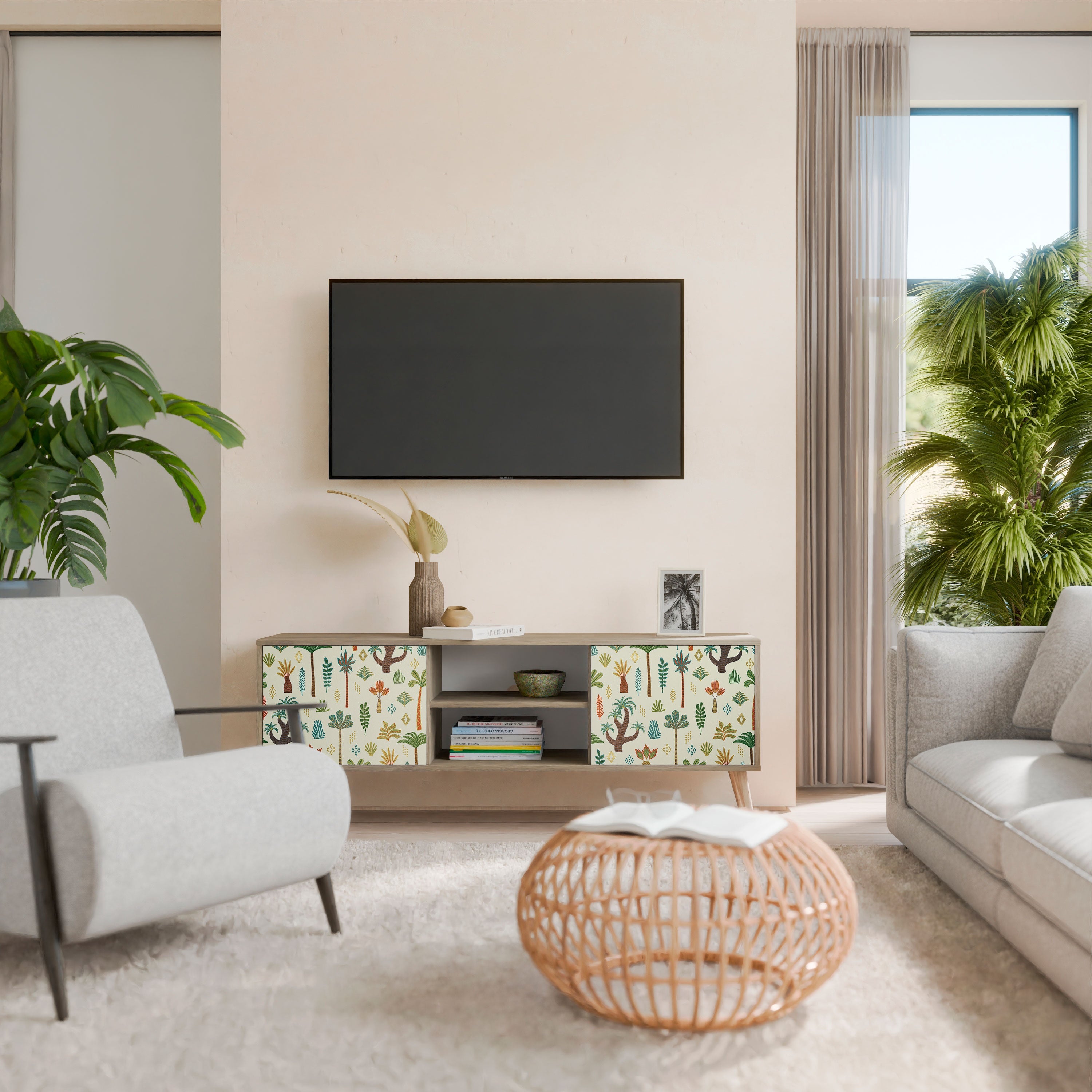 PALM SPRING 2-türiger TV-Ständer in Eichenoptik