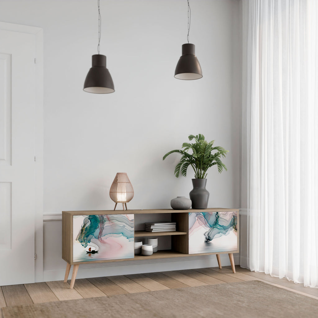 VELVET CROSSING 2-Door TV Stand in Oak Effect