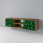 DESERT GREEN 2-Door TV Stand in Oak Effect