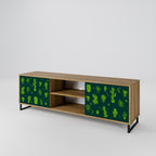 DESERT GREEN 2-Door TV Stand in Oak Effect
