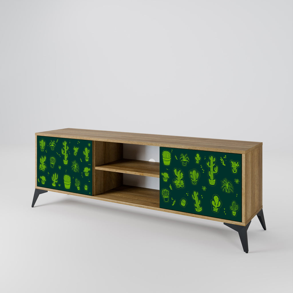 DESERT GREEN 2-Door TV Stand in Oak Effect