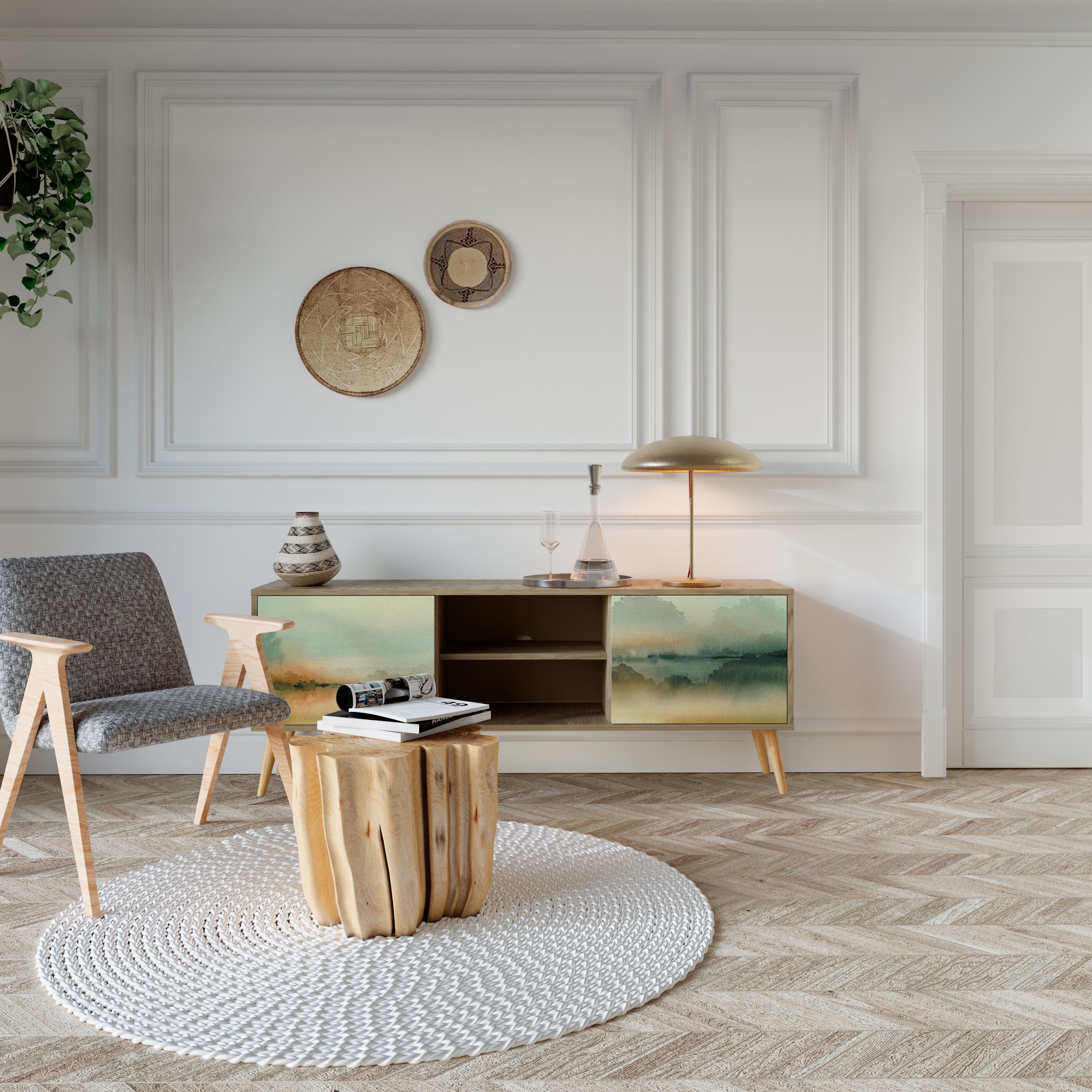 MORNING BY THE LAKE TV-Lowboard mit 2 Türen in Eiche-Optik