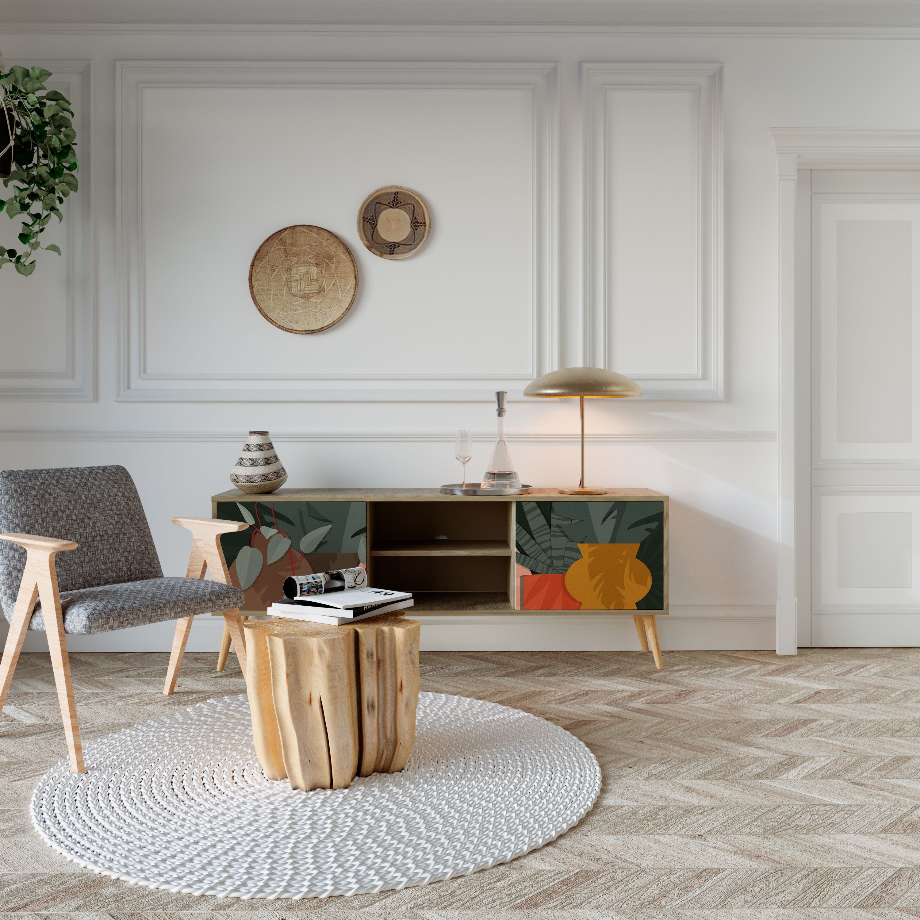 TROPICAL COMPOSITION TV-Lowboard mit 2 Türen in Eiche-Optik