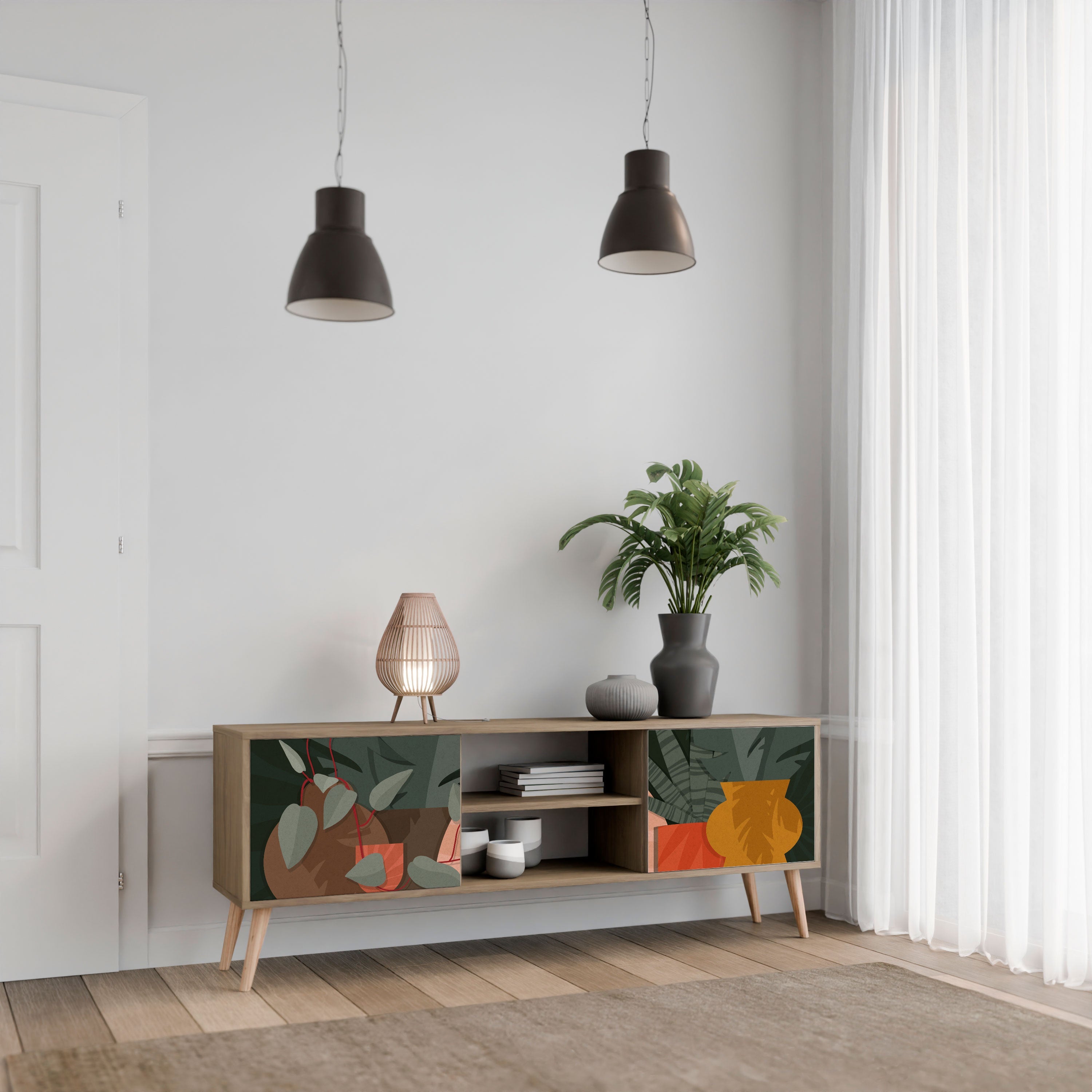 TROPICAL COMPOSITION TV-Lowboard mit 2 Türen in Eiche-Optik