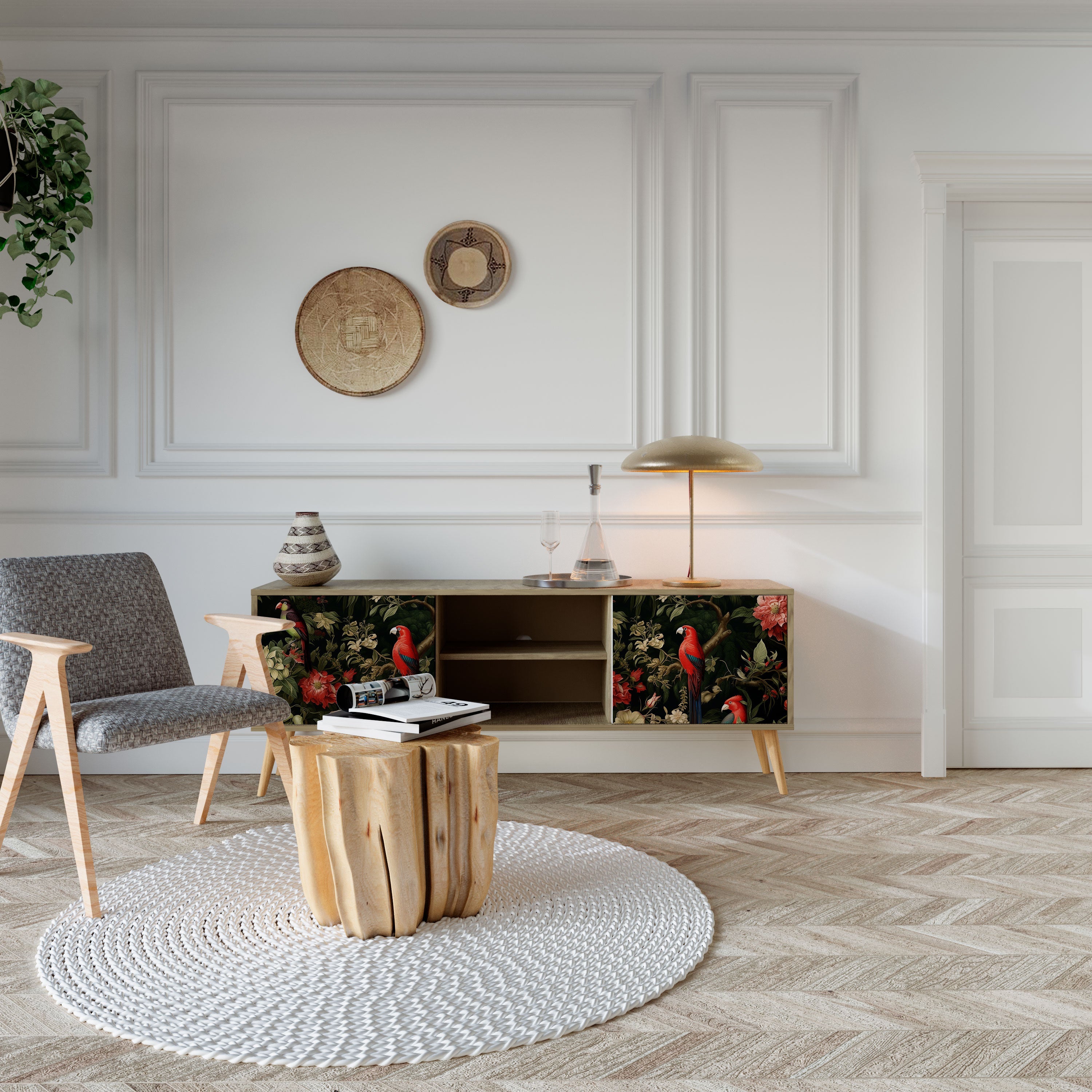 AVIAN GREENERY TV-Lowboard mit 2 Türen in Eiche-Optik