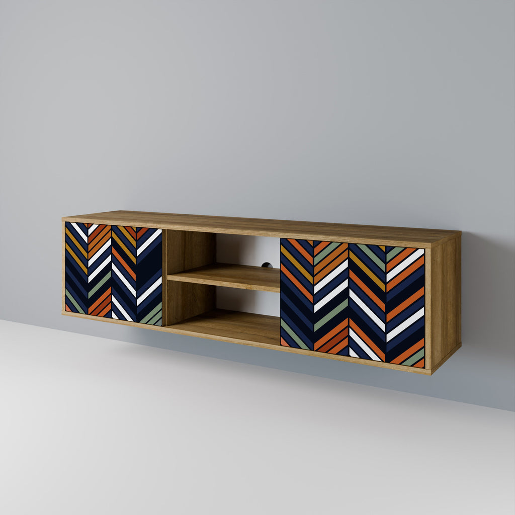 VIBRANT PATCHWORK TV-Lowboard mit 2 Türen in Eiche-Optik