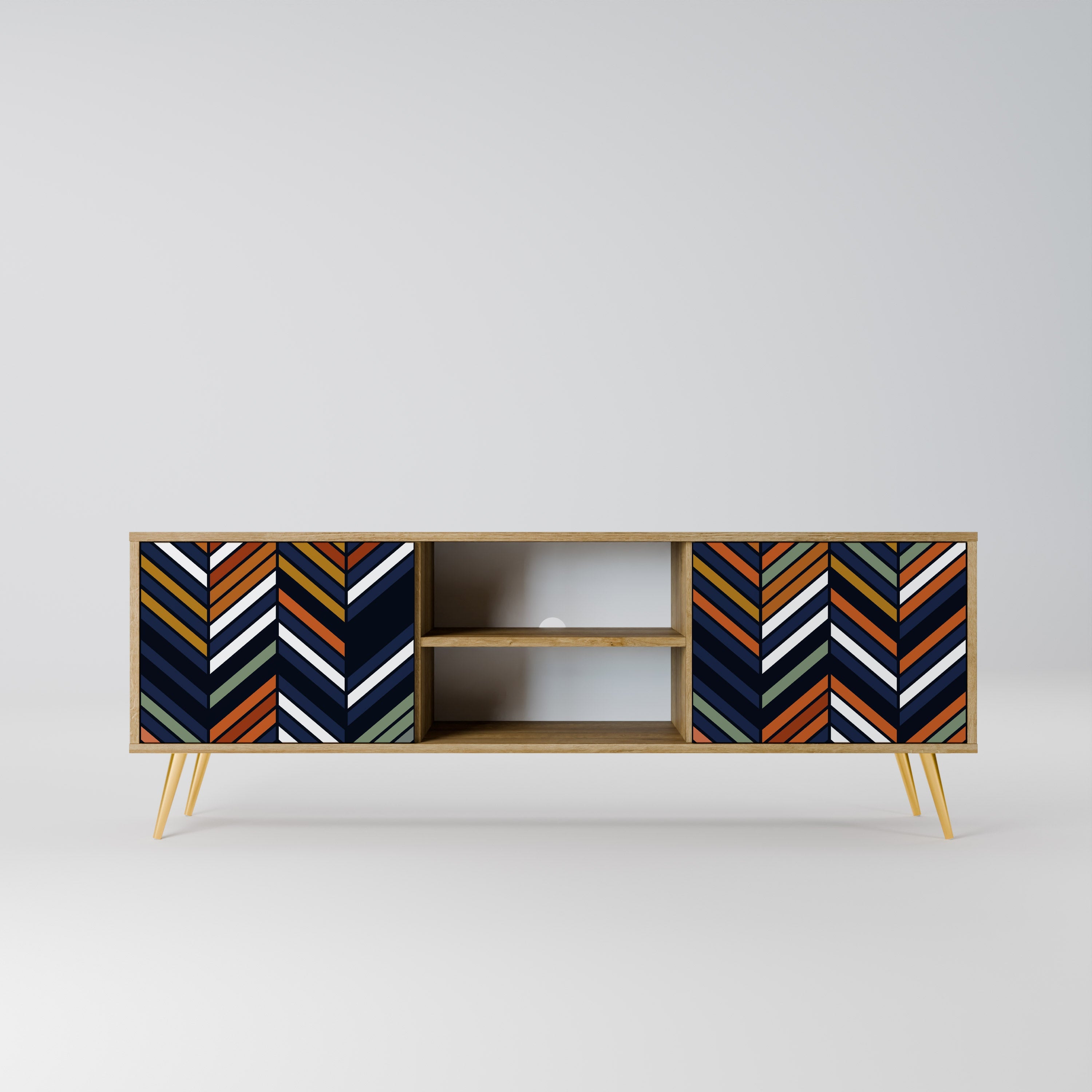 VIBRANT PATCHWORK TV-Lowboard mit 2 Türen in Eiche-Optik