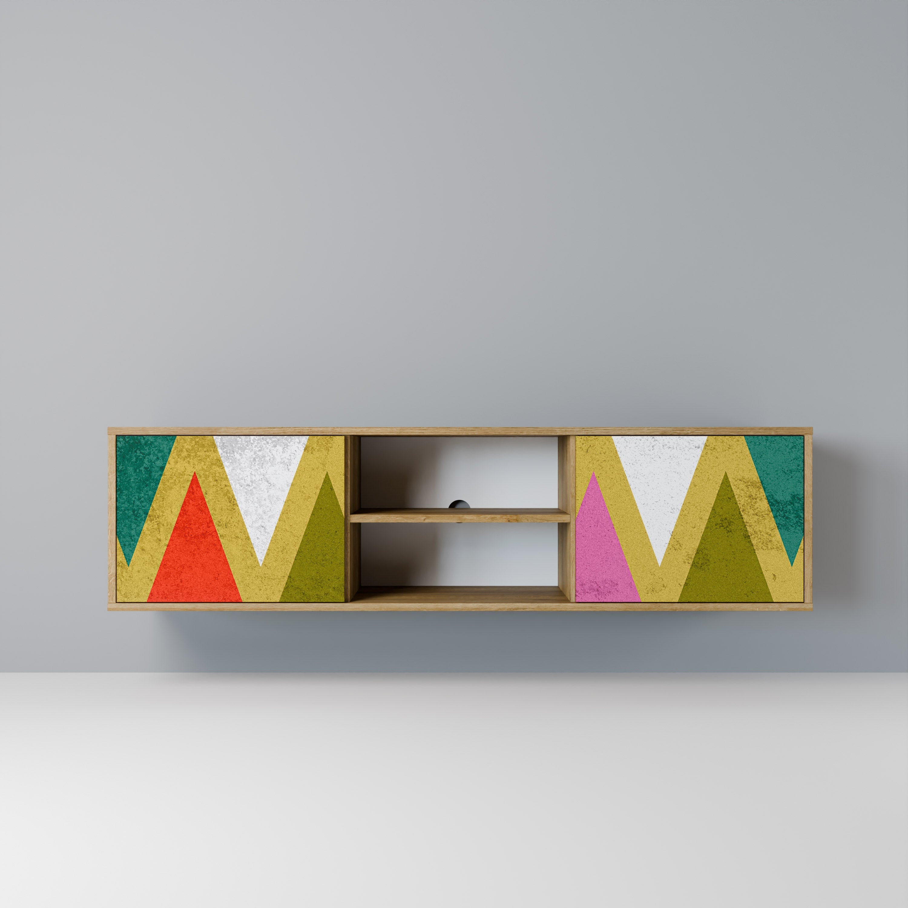 COLORFUL TRIANGLES TV-Lowboard mit 2 Türen in Eiche-Optik