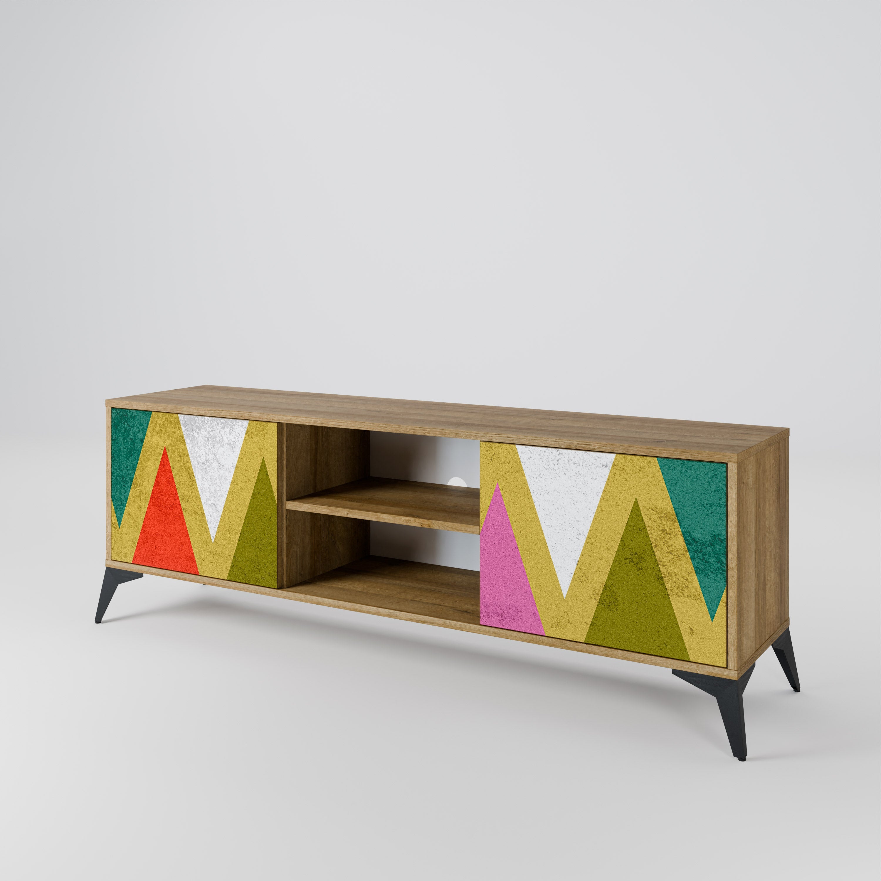 COLORFUL TRIANGLES TV-Lowboard mit 2 Türen in Eiche-Optik