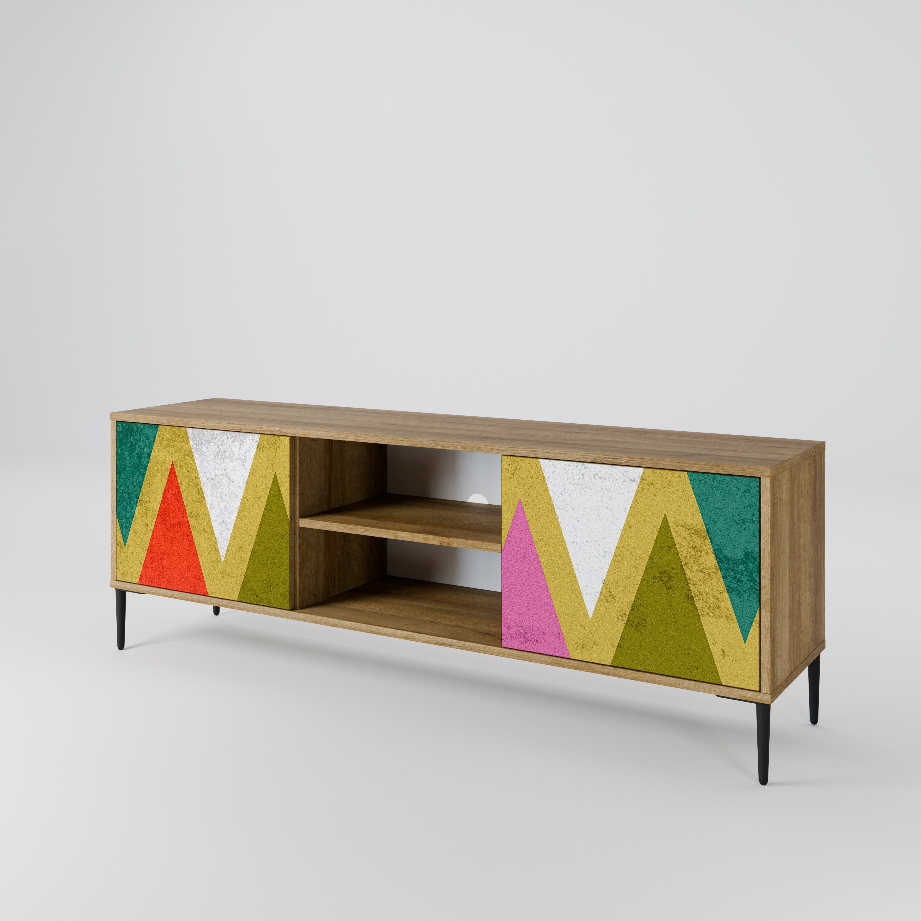 COLORFUL TRIANGLES TV-Lowboard mit 2 Türen in Eiche-Optik
