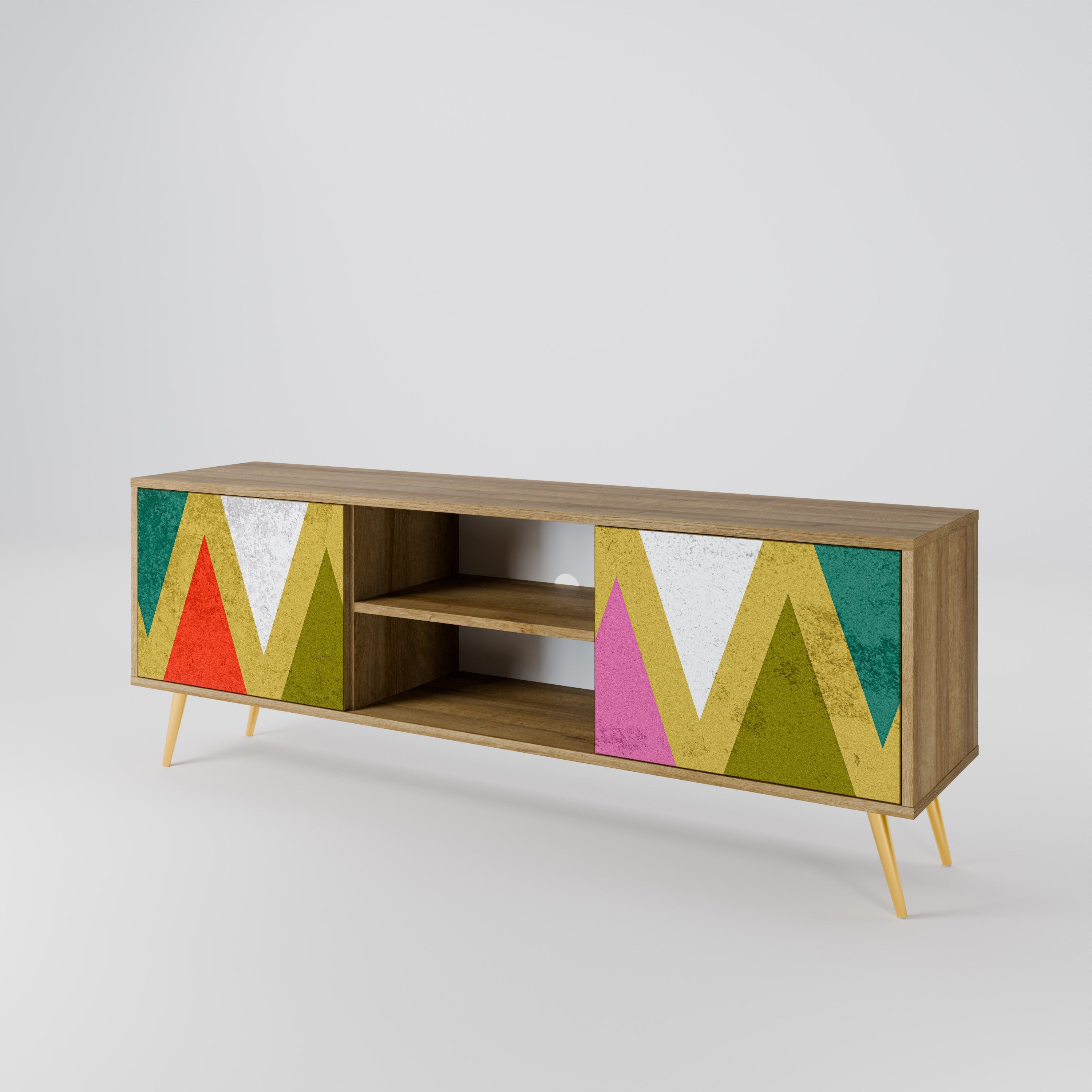 COLORFUL TRIANGLES TV-Lowboard mit 2 Türen in Eiche-Optik