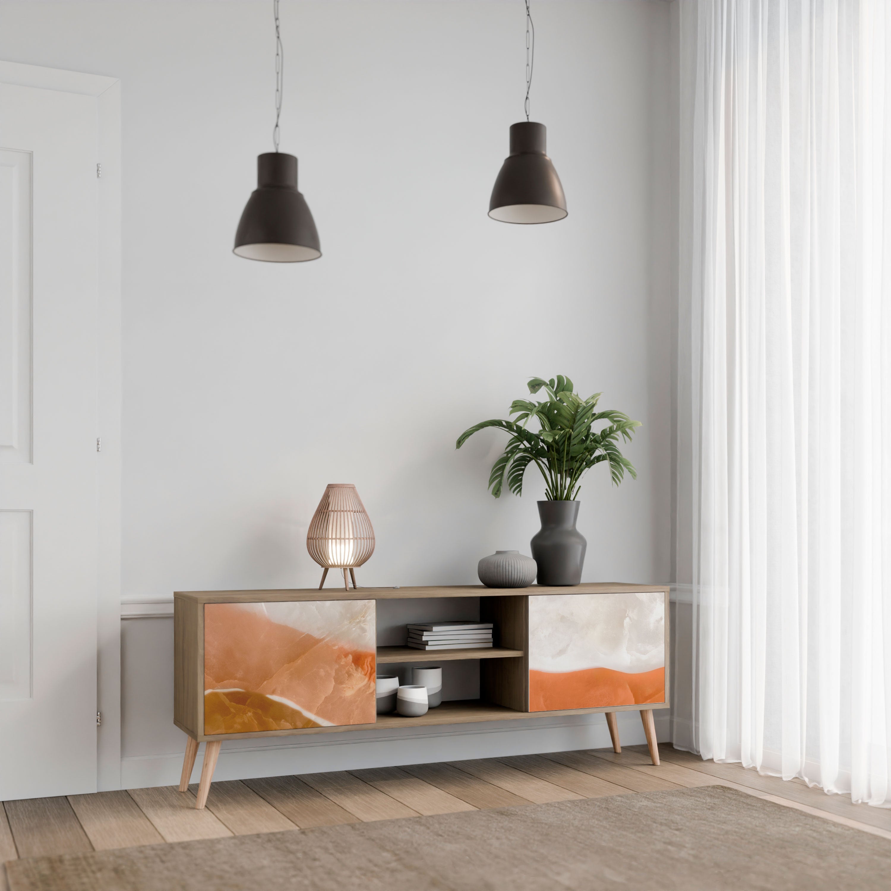 SANDHILLS SPLENDOUR TV-Lowboard mit 2 Türen in Eiche-Optik