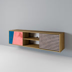 GLAMOROUS STRIPE TV-Lowboard mit 2 Türen in Eiche-Optik