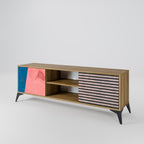 GLAMOROUS STRIPE TV-Lowboard mit 2 Türen in Eiche-Optik