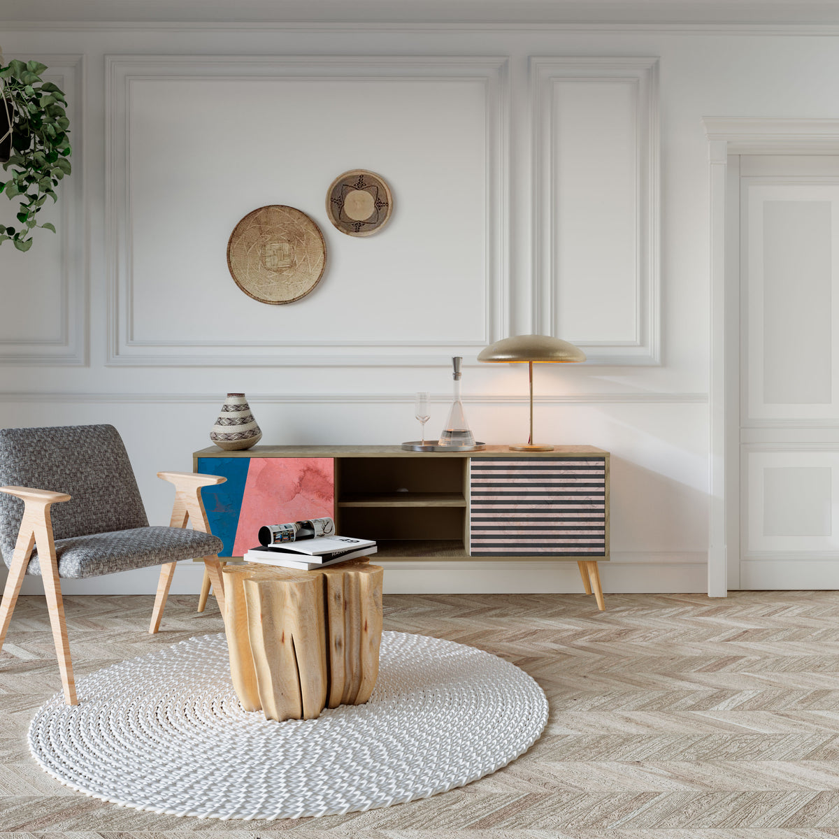 GLAMOROUS STRIPE 2-türiges TV-Lowboard