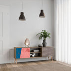 GLAMOROUS STRIPE TV-Lowboard mit 2 Türen in Eiche-Optik