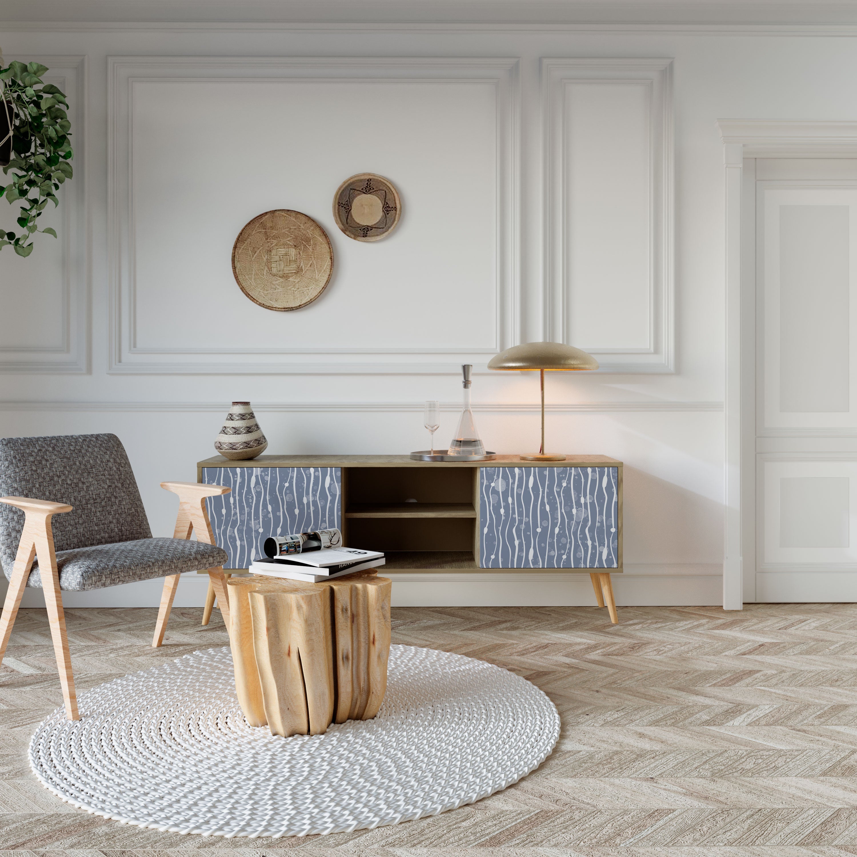 GRAPHITE RAIN TV-Lowboard mit 2 Türen in Eiche-Optik