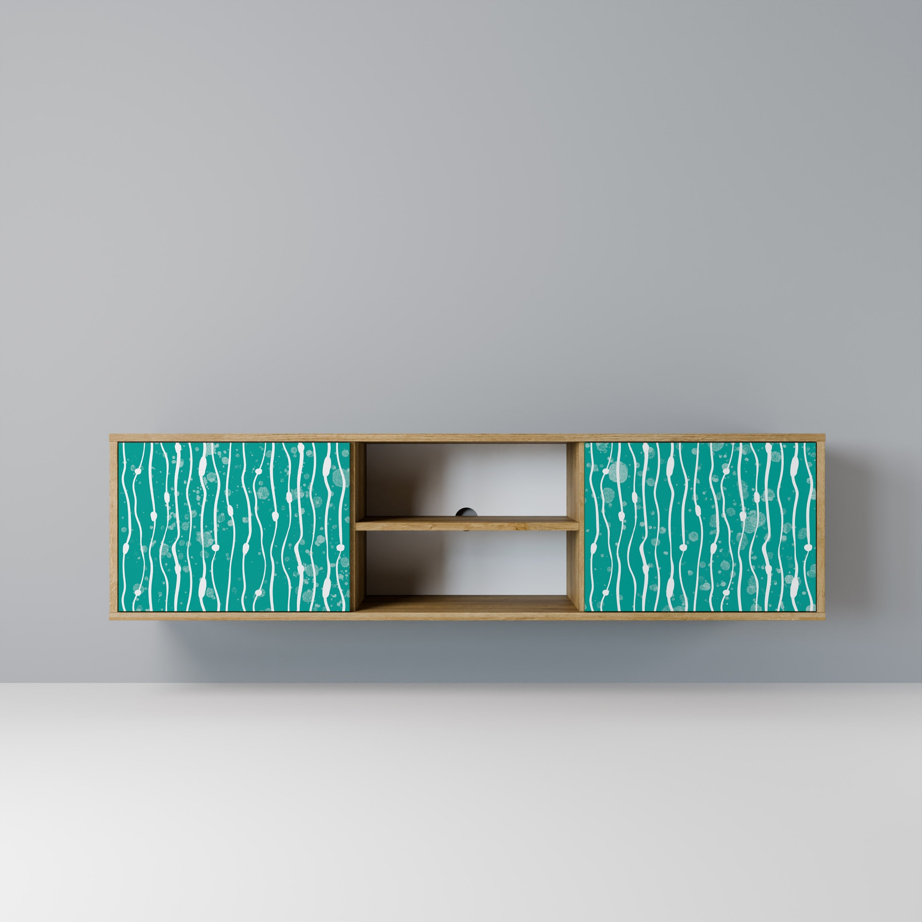 TURQUOISE RAIN 2-Door TV Stand in Oak Effect