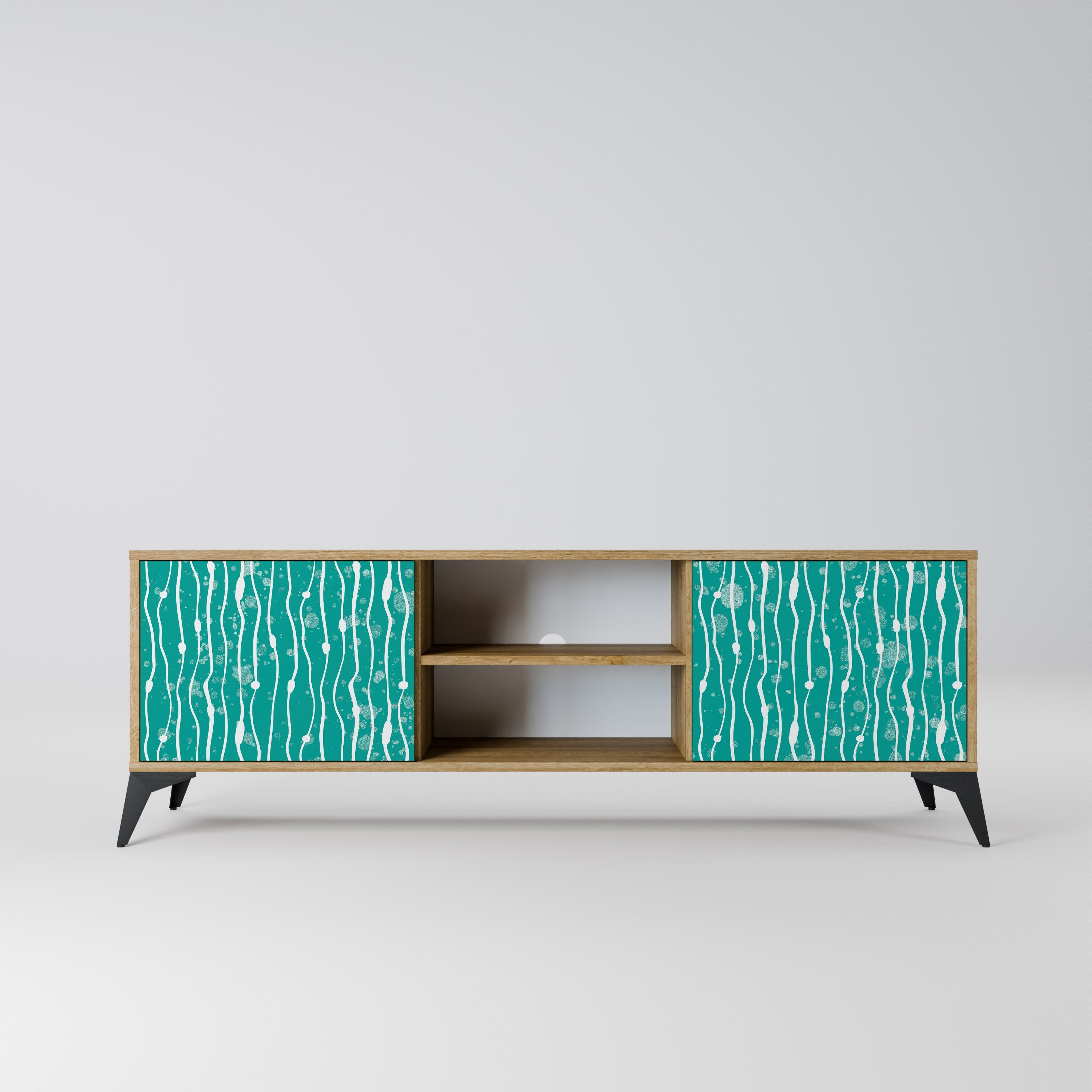 TURQUOISE RAIN 2-Door TV Stand in Oak Effect