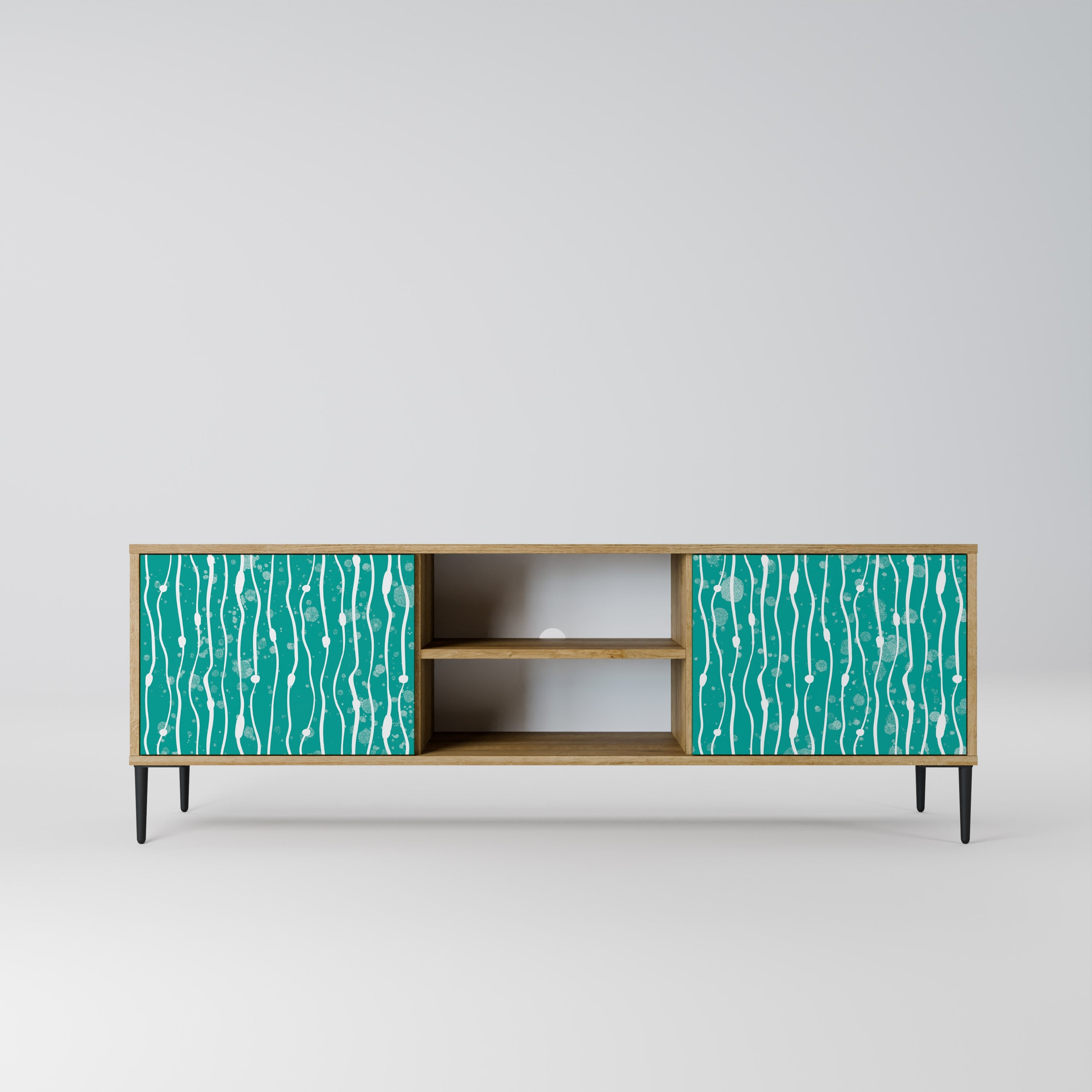 TURQUOISE RAIN 2-Door TV Stand in Oak Effect