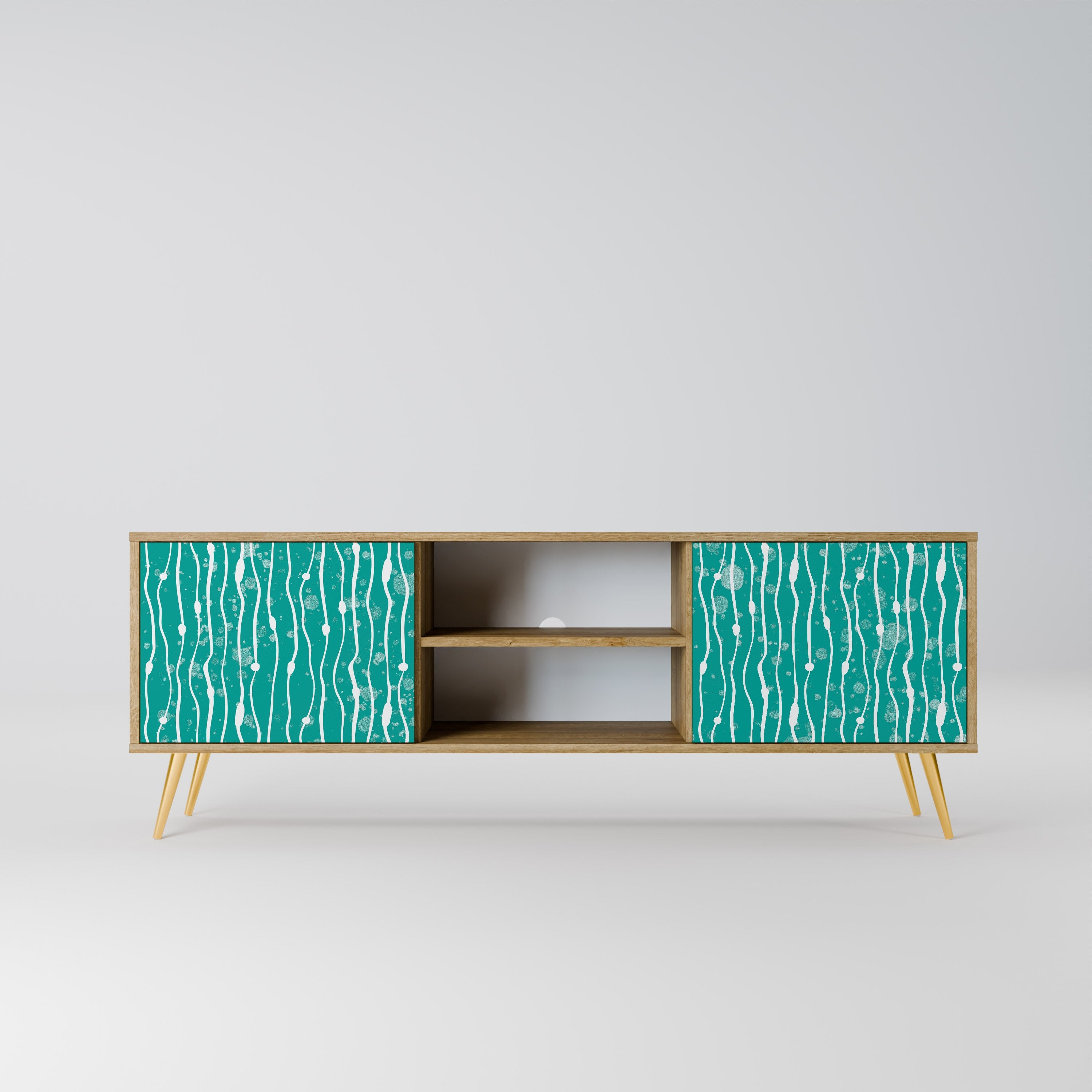 TURQUOISE RAIN 2-Door TV Stand in Oak Effect