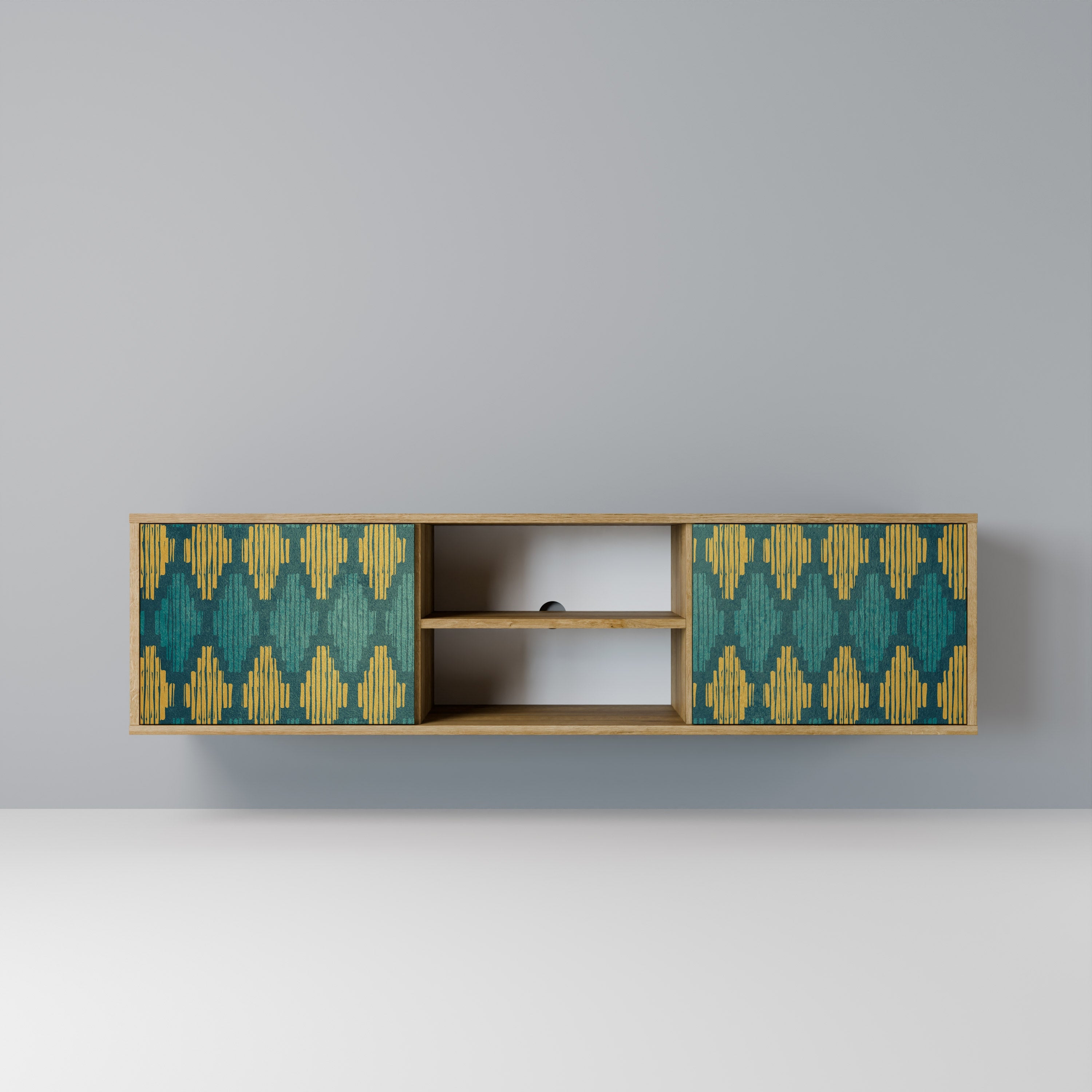 POLYGONS 2-Door TV Stand in Oak Effect