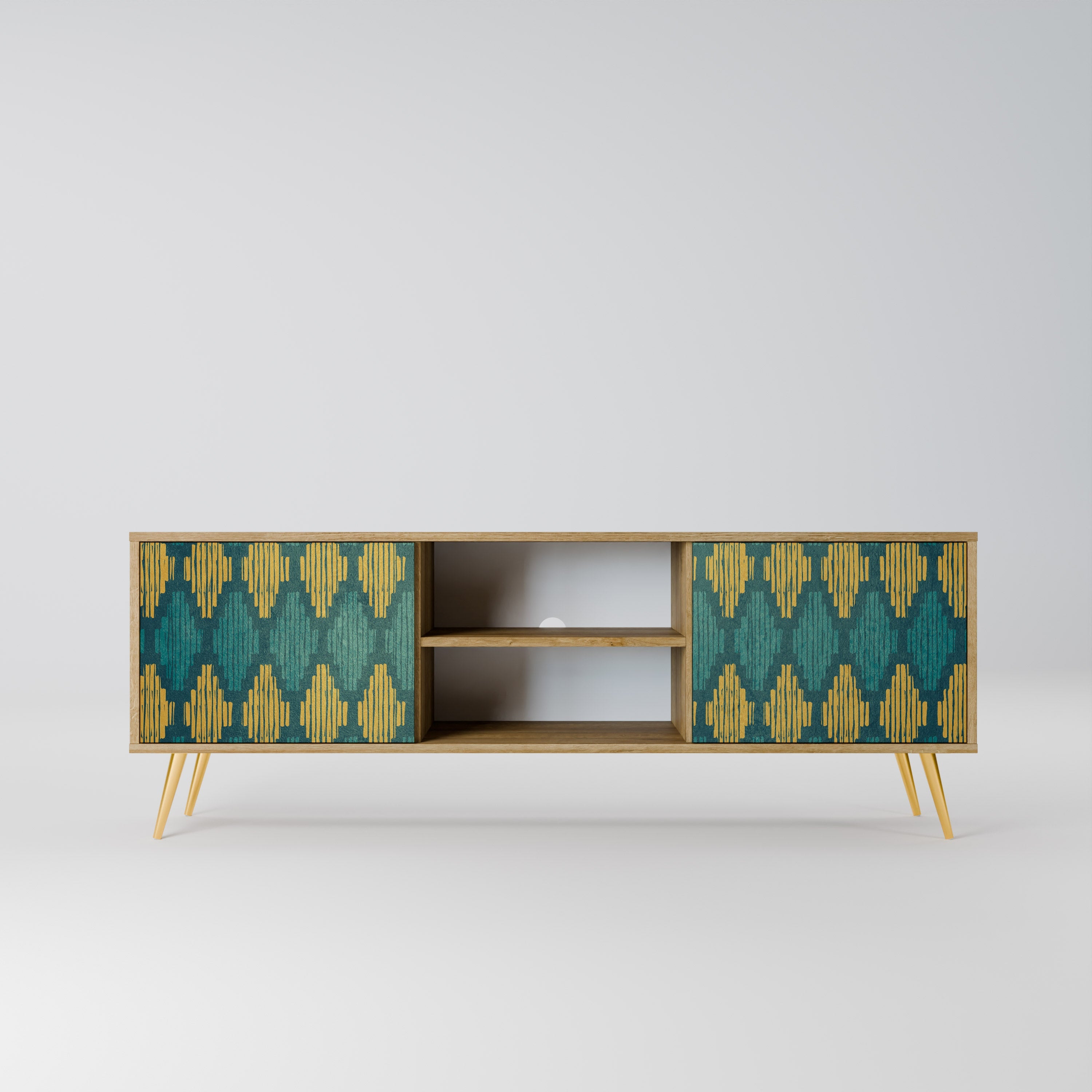 POLYGONS 2-Door TV Stand in Oak Effect