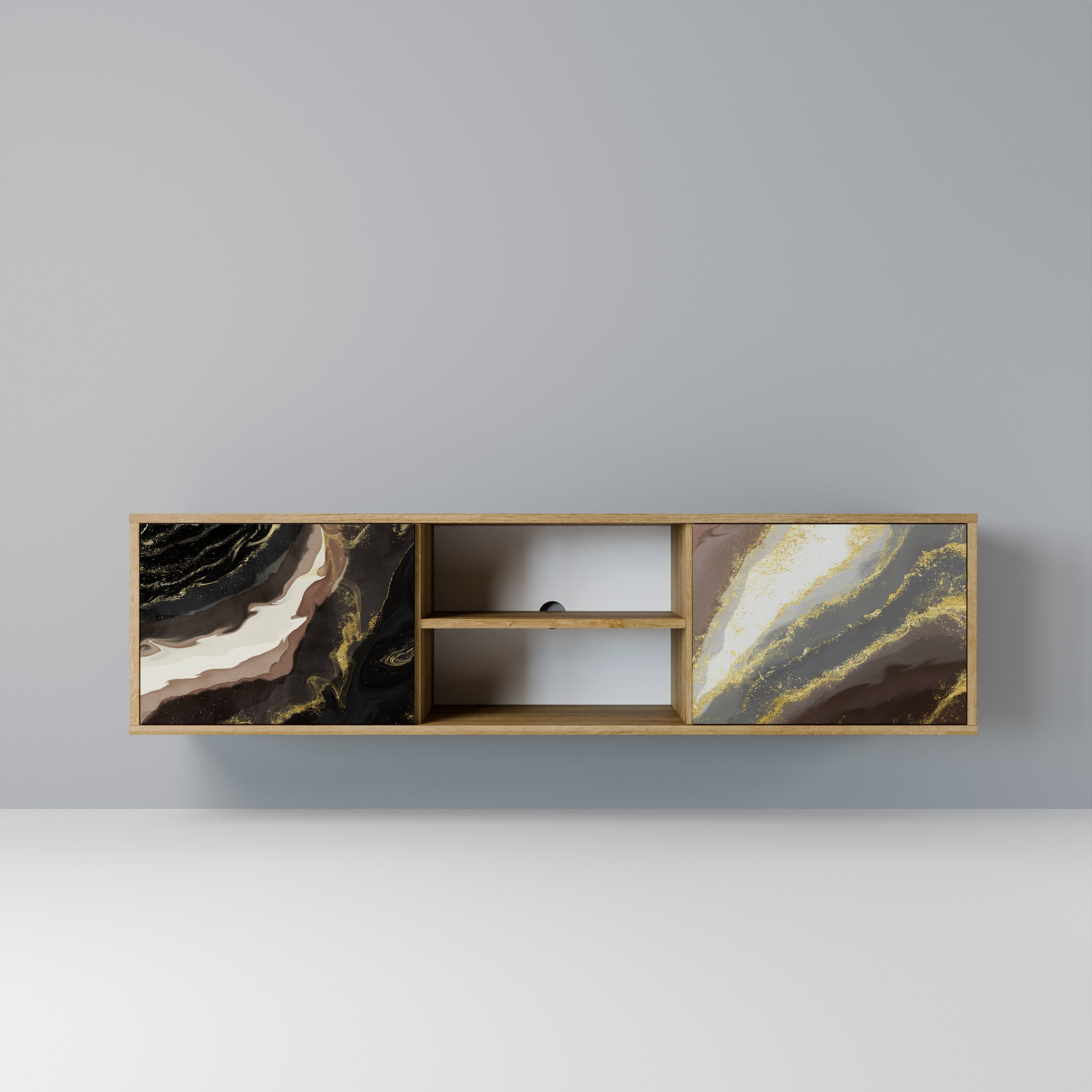 GOLD DUST 2-Door TV Stand in Oak Effect
