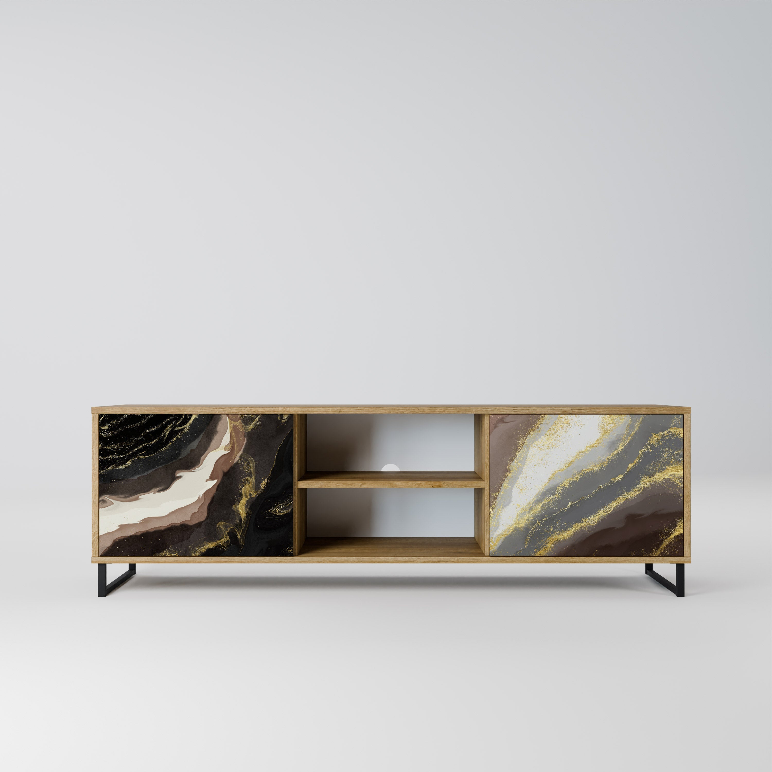 GOLD DUST 2-Door TV Stand in Oak Effect