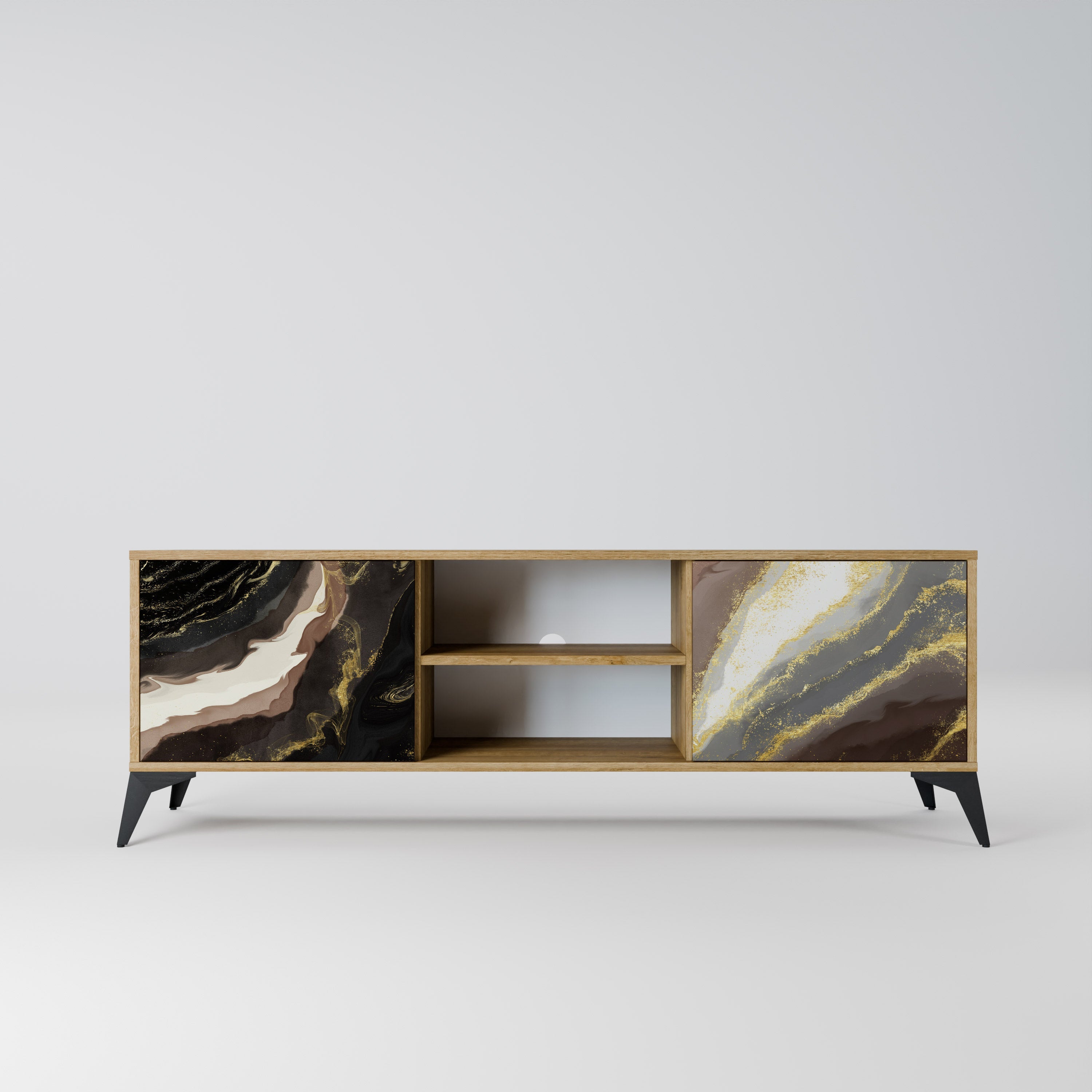 GOLD DUST 2-Door TV Stand in Oak Effect