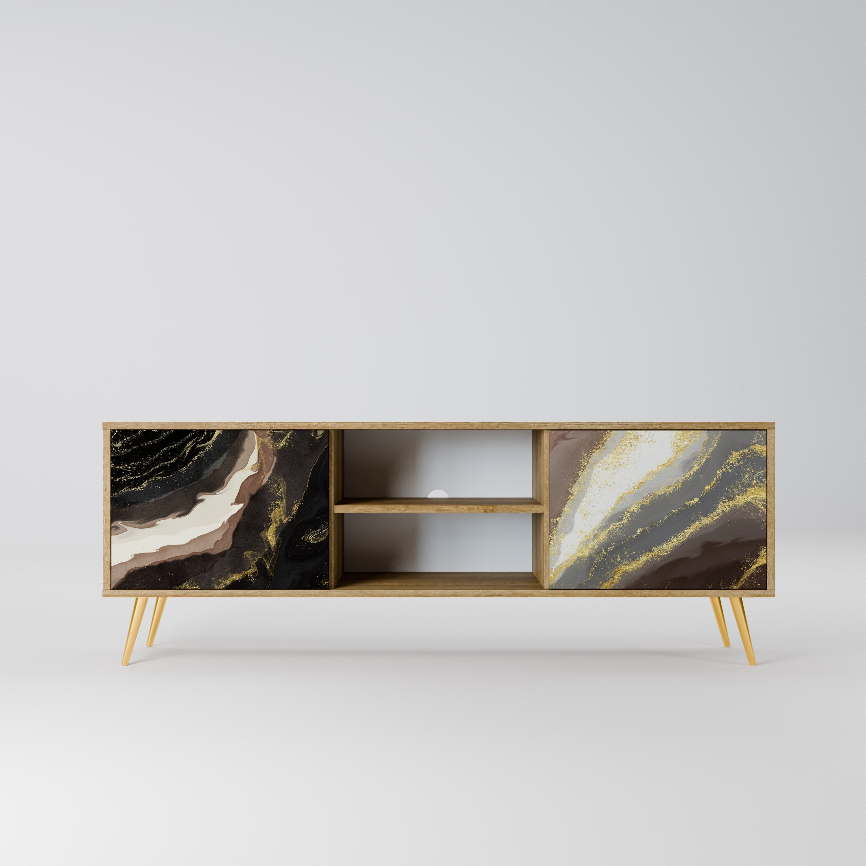 GOLD DUST 2-Door TV Stand in Oak Effect
