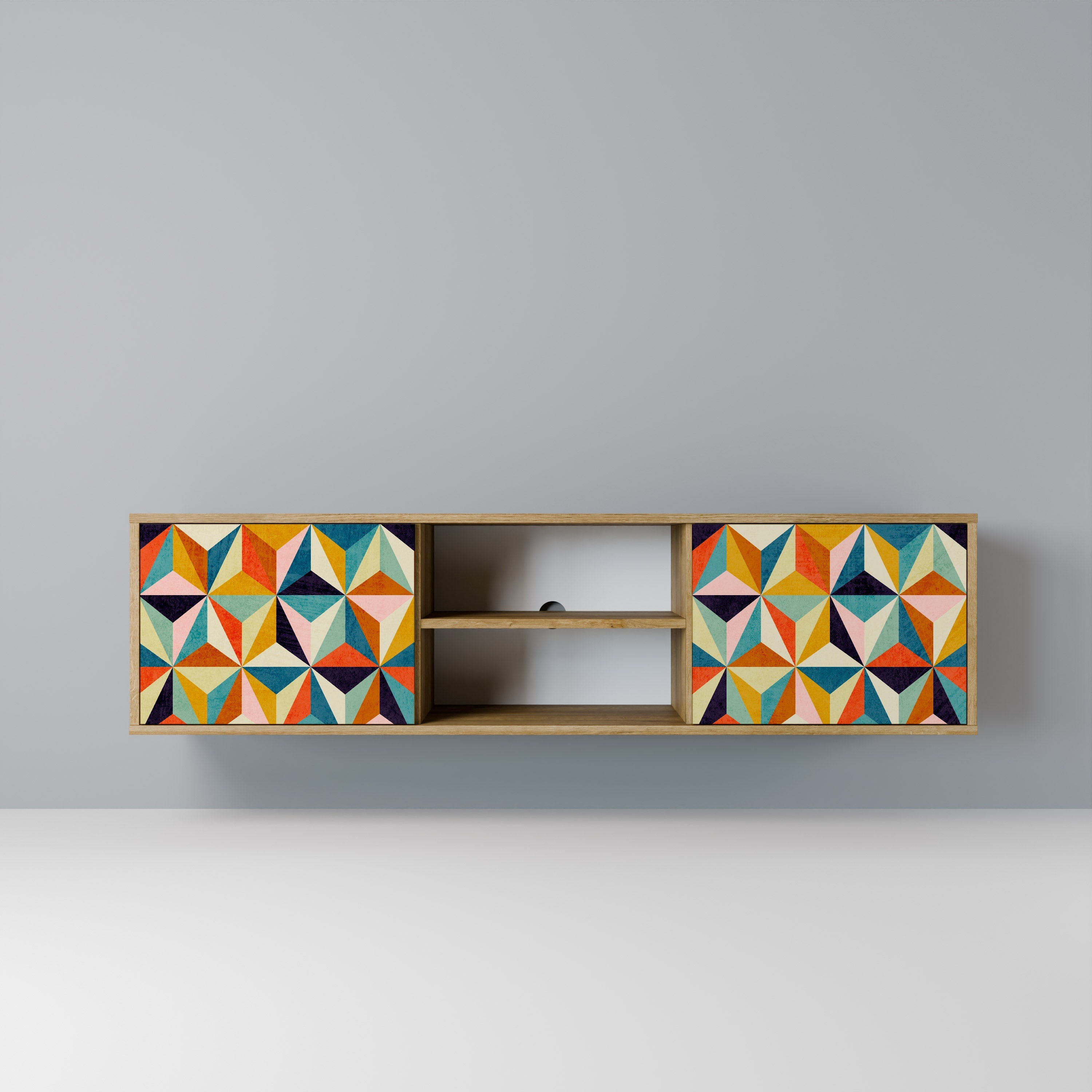 TESSELATE TREASURES 2-Door TV Stand in Oak Effect