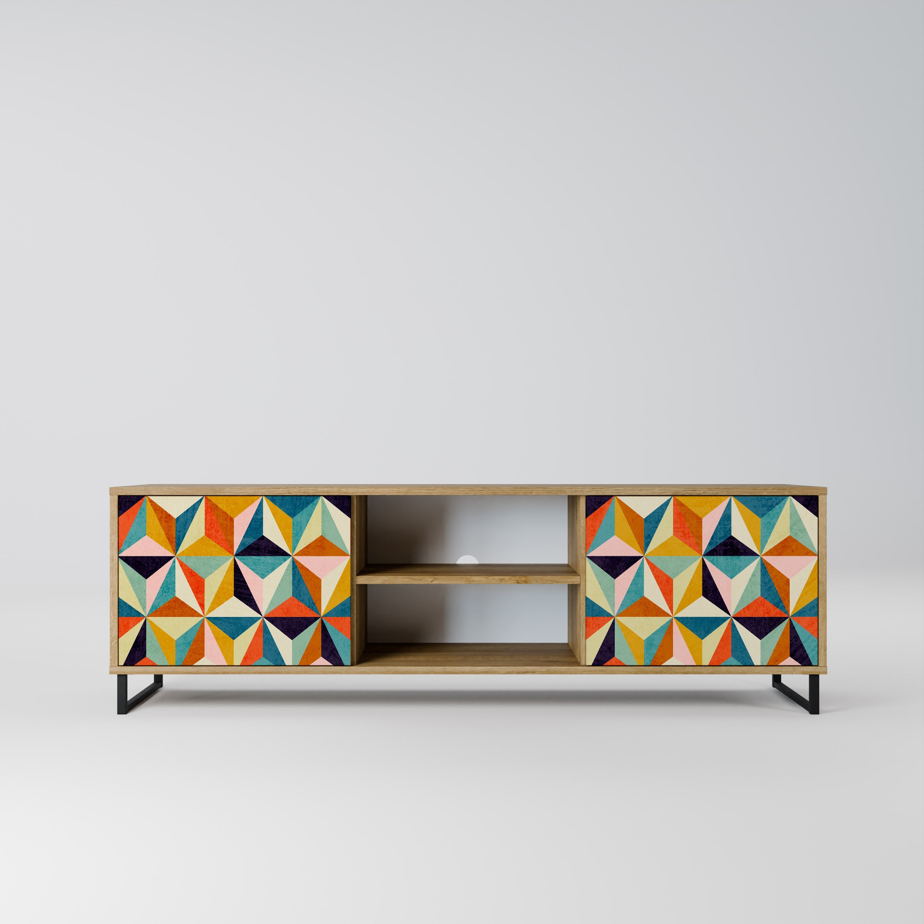 TESSELATE TREASURES 2-Door TV Stand in Oak Effect